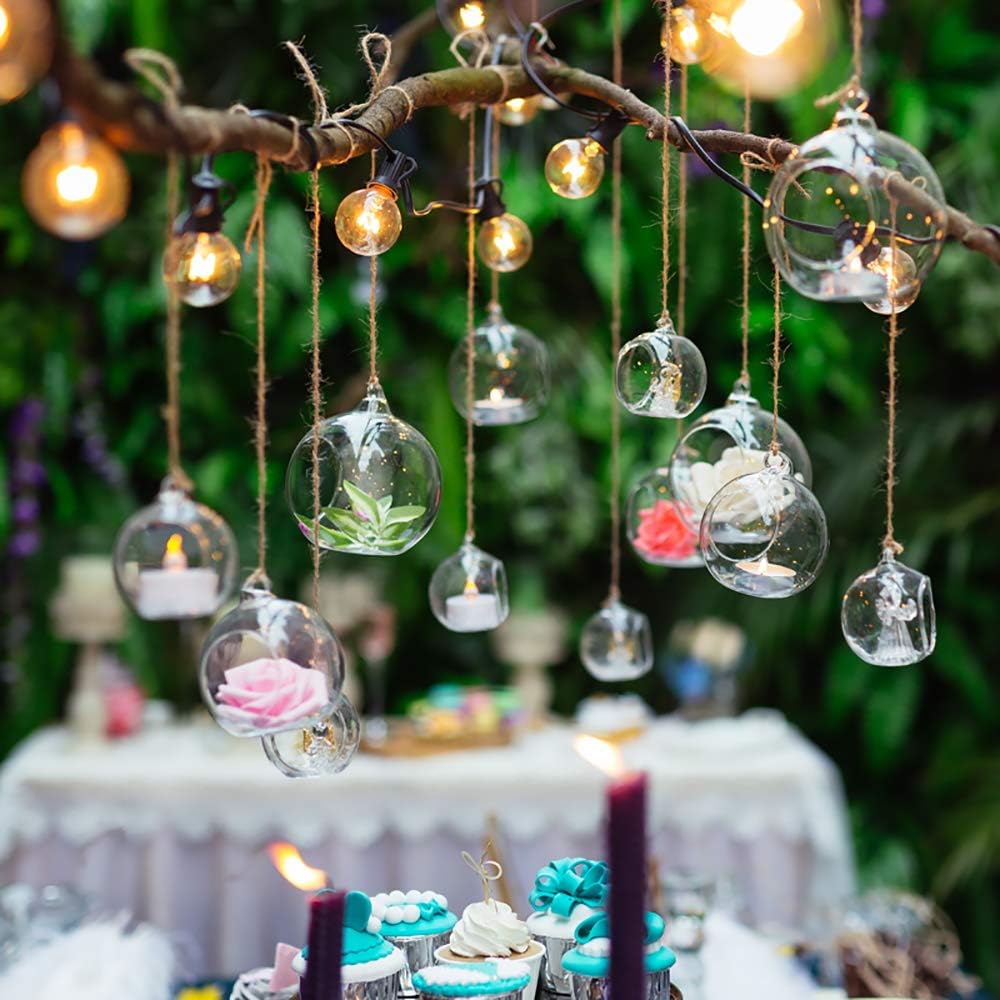 Sziqiqi 3.15inch Glass Globes Glass Bulbs Hanging Tea Light Holder Terrarium Container Wedding Centerpiece Backyard Decoration Christmas Ornaments 90pcs+10 Extra