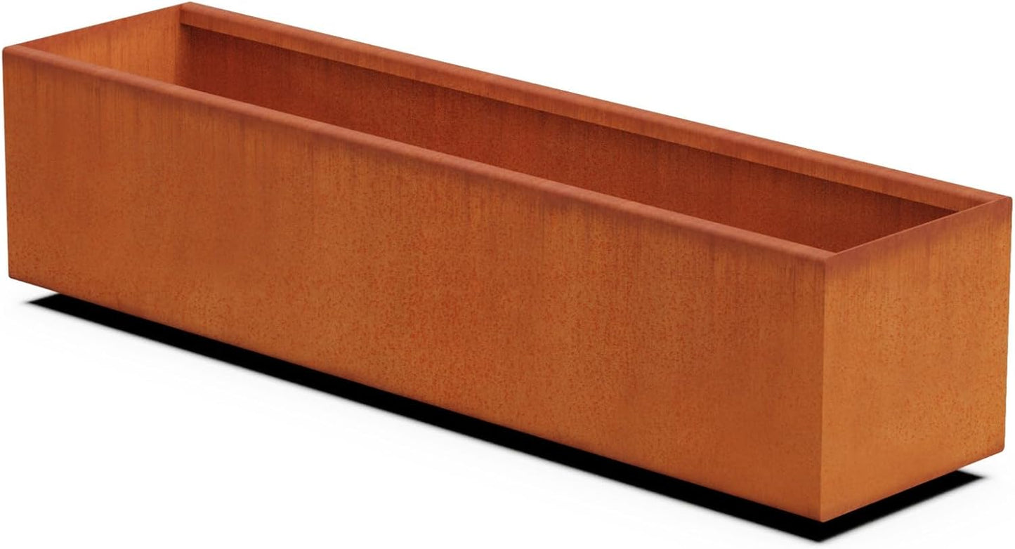 Large Rectangular Planters for Outdoor Plants 48 Inch Corten Steel Planter Box, Heavy Duty Metal Raised Garden Bed for Patios, Fully Assembled