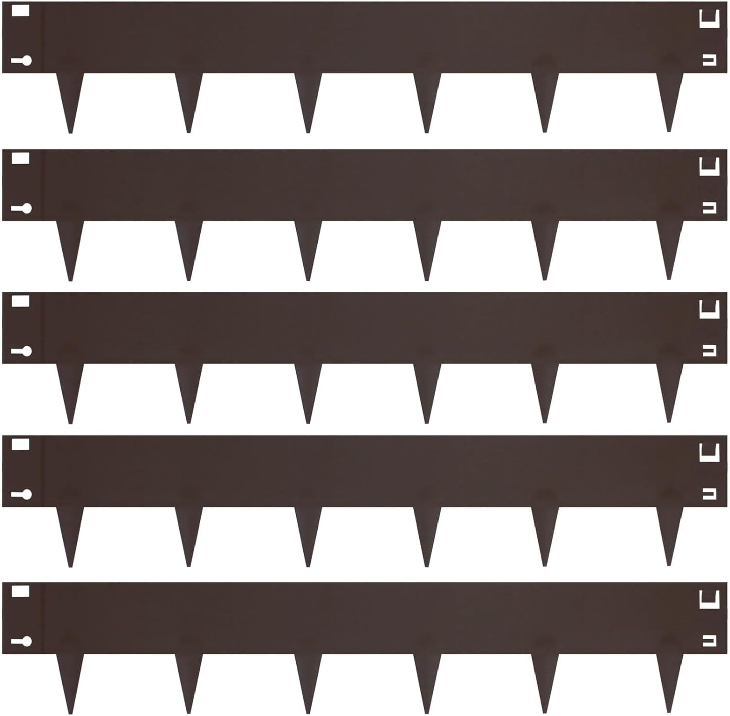 5 Pack Steel Landscape Edging,Metal Landscape Edging 40 Inch Strips, Brown Metal Garden Edging 7 inch Depth, Steel Edging for Landscaping, Brown