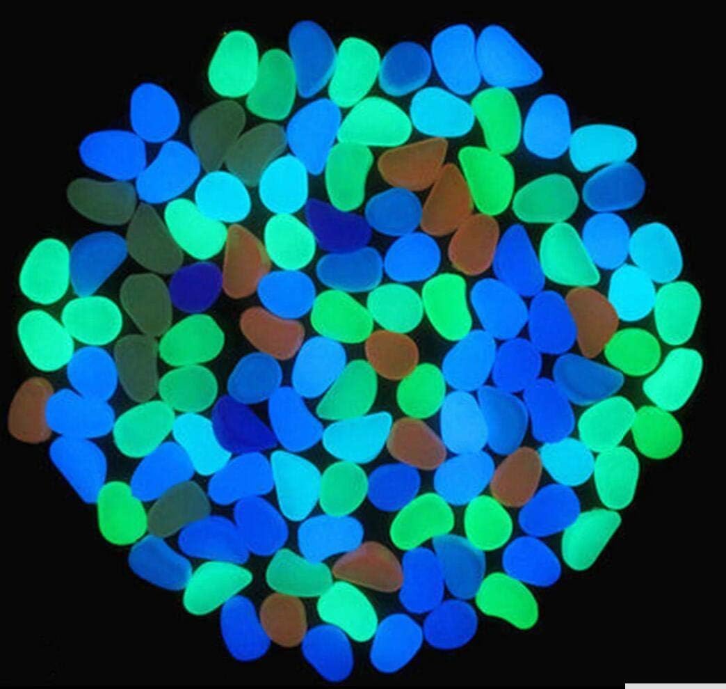 Oubest Glow in The Dark Pebbles/Glow Stones/Glowing Rocks Blue Decor for Garden/Fish Tank/Aquarium/Walkway/Driveway/Plant Pots/Bonsai (200, Multi-Colored)