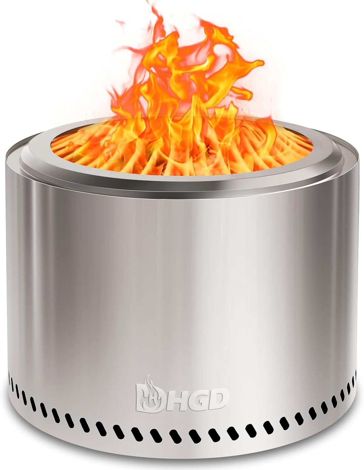 HGD 19.8" Smokeless Fire Pit Outdoor, Stainless Steel Wood Burning Firepit with Secondary Combustion, Backyard Patio Stove for Garden, BBQ & Bonfire