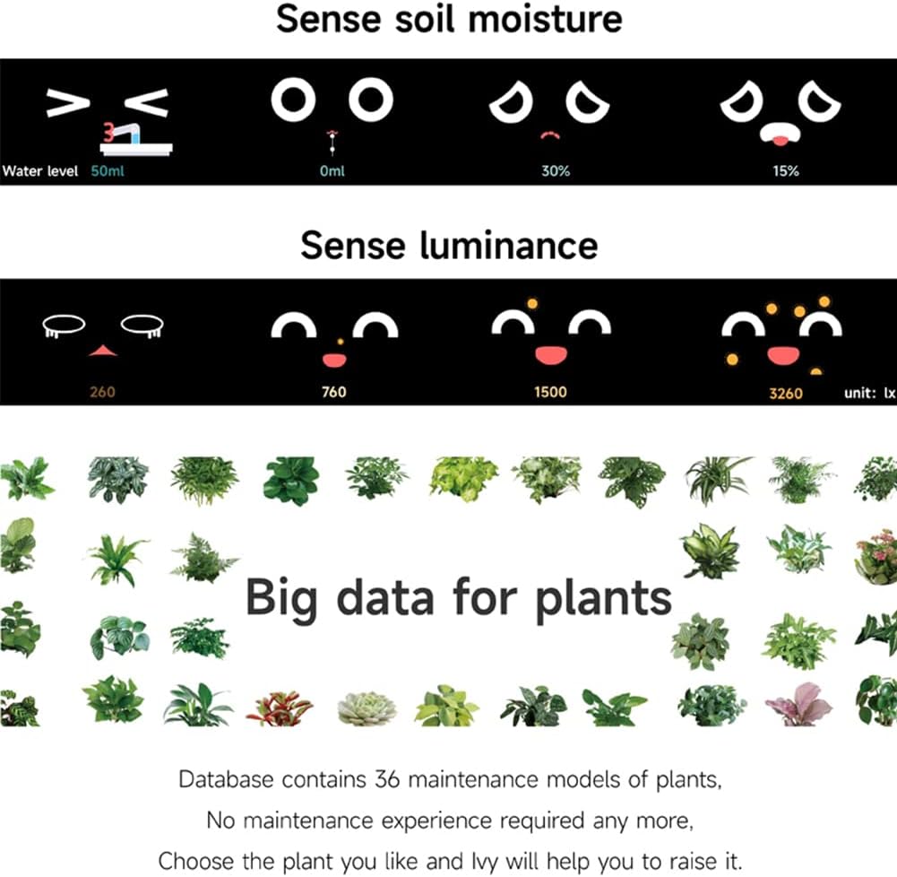 Smart Flowerpots,Smart Pet Planter,Ai Planter,Intelligent Flowerpots,Multiple Expressions,7 Smart Sensors, and Ai Chips Make Raising Plants Easy and Fun for Living Room,Plant-Free(Pink)