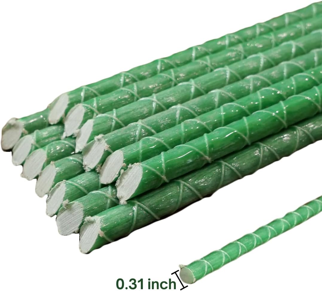 Fiberglass Eco Friendly Garden Stakes (Choose Height/Quantity) – Durable, Lightweight, Tomato, Tree, Strawberry, Plant, Support Fencing Stakes with Patterned Surface 5/16" Diameter (100, 4)