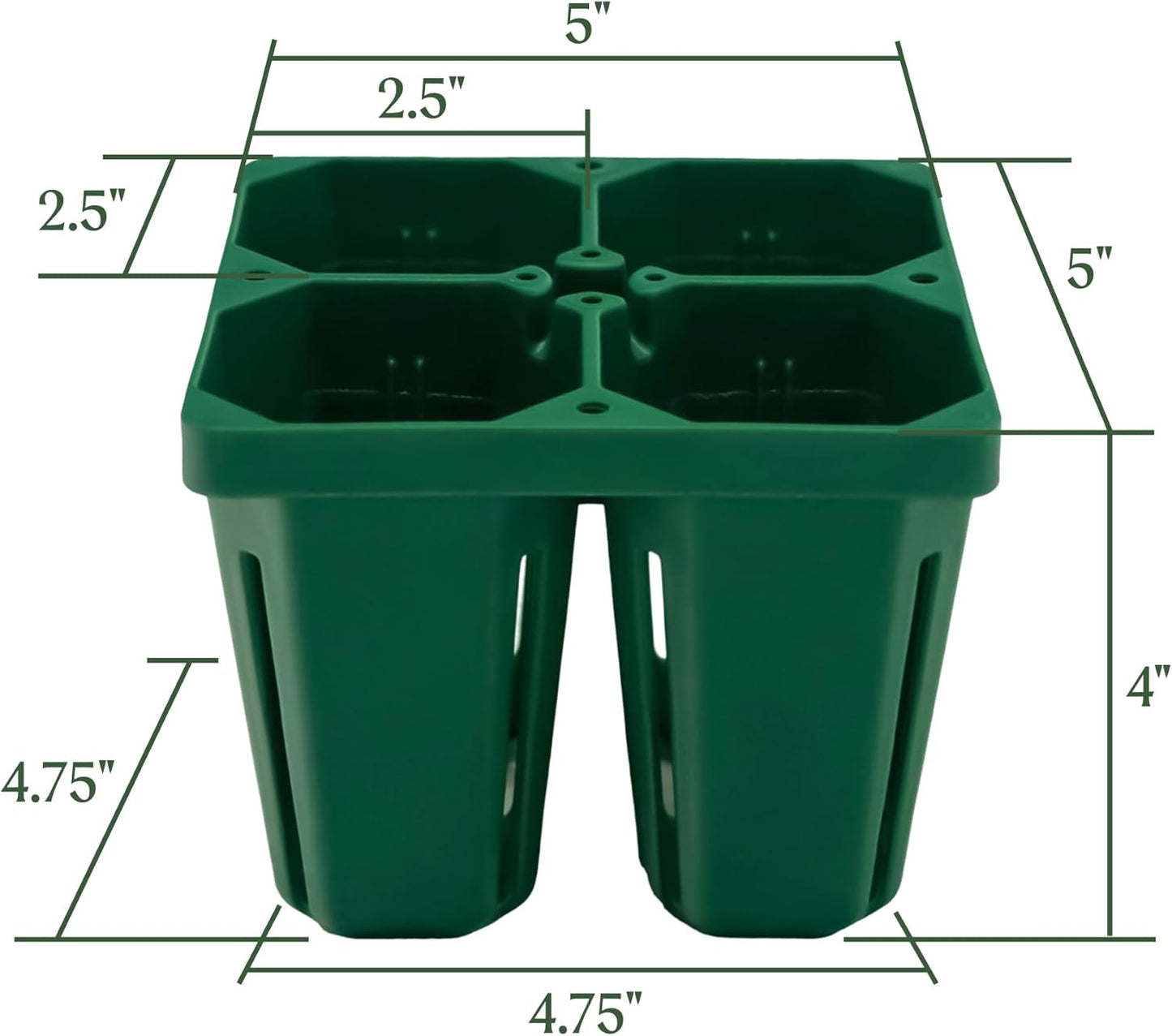 Vego garden Jumbo Seedling Trays Without Lids, 16 Pack Reusable Propagator Growing Starter Tray for Larger Plants, Heavy-Duty Plastic Germination Trays (4-Cell per Tray)