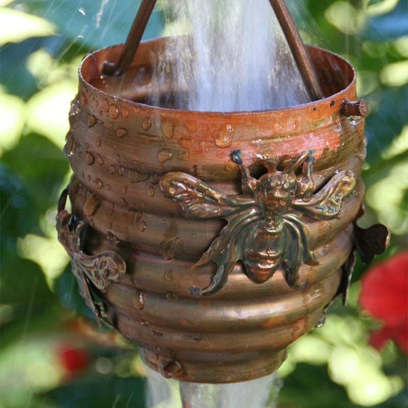 Nutshell Stores Honeybee & Hive Copper Rain Chain - Copper - 16 Feet