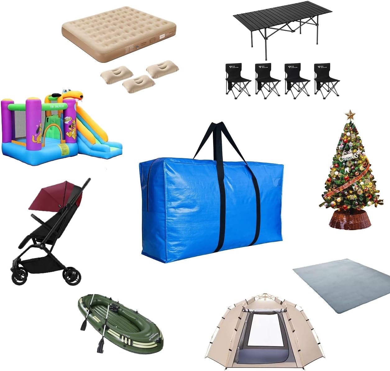 Extra Large Storage Bags, Jumbo Moving Totes Storage Bags, Waterproof Foldable Big XL Duffle Bag for Travel,Christmas Tree Bag Bounce House Tent Storage, 38x23x11inch