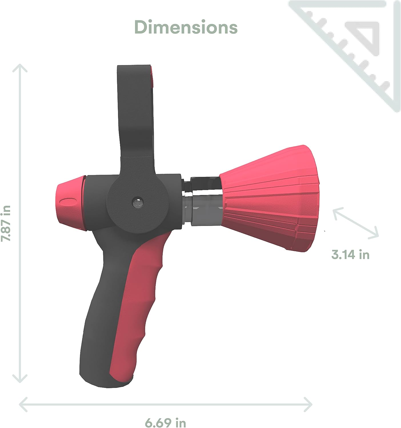 Red Fireman Hose Nozzle, Garden Hose Nozzle Firefighter Style, Garden Hose Sprayer, Fire Hose Nozzle For Garden Hose, High Pressure Sprayer with Ergonomic Shut Off On Handle - Heavy Duty