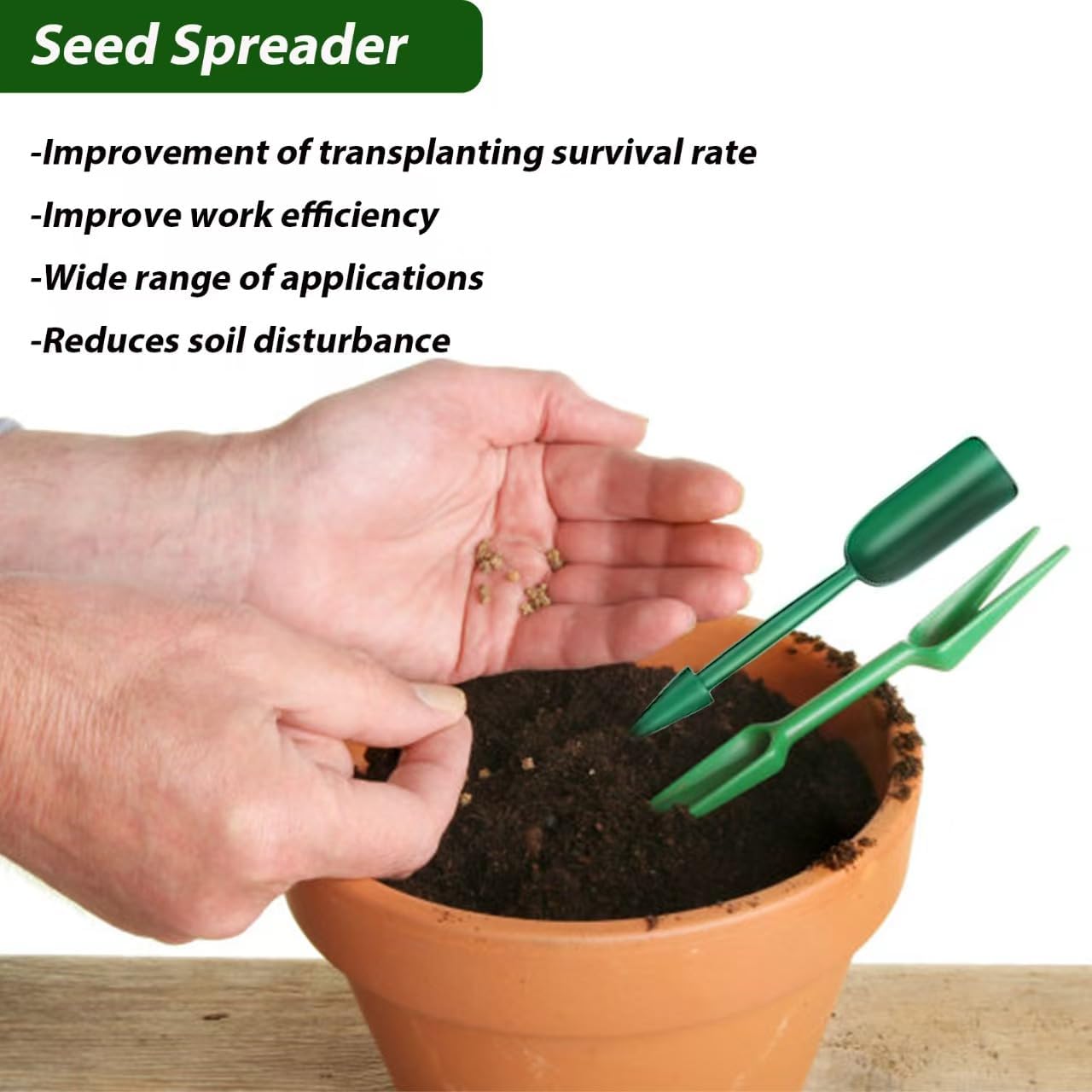5 Piece Seed Spreader Set, 2025 Upgraded Seed Dispenser Set, 12-Hole Digger Seed Planter Tool for Lawn Garden Farm Yard