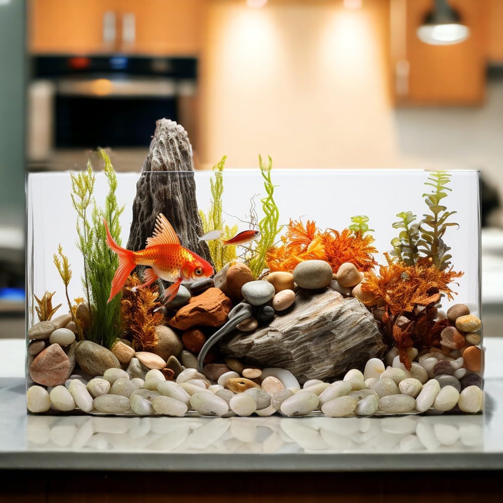 HappyFiller Natural Decorative White Pebbles Polished Rocks Stones for Aquarium Gravel,Fish Turtle Tank,Outdoor Indoor Succulents Plants Top Dressing,Graden Landscaping,2 LB