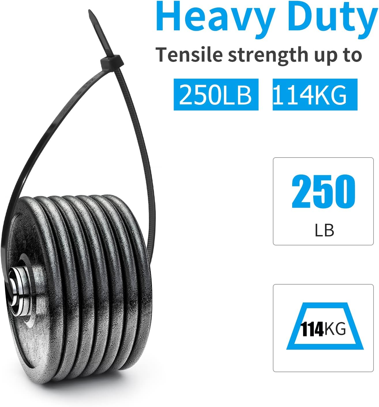 XINGO 20 inch White Zip Ties Heavy Duty 40 PCS, 250 LBS Ultra Strong Plastic Wire Ties, Large Cable Ties Extra Long Tie Wraps, Indoor and Outdoor UV Resistant