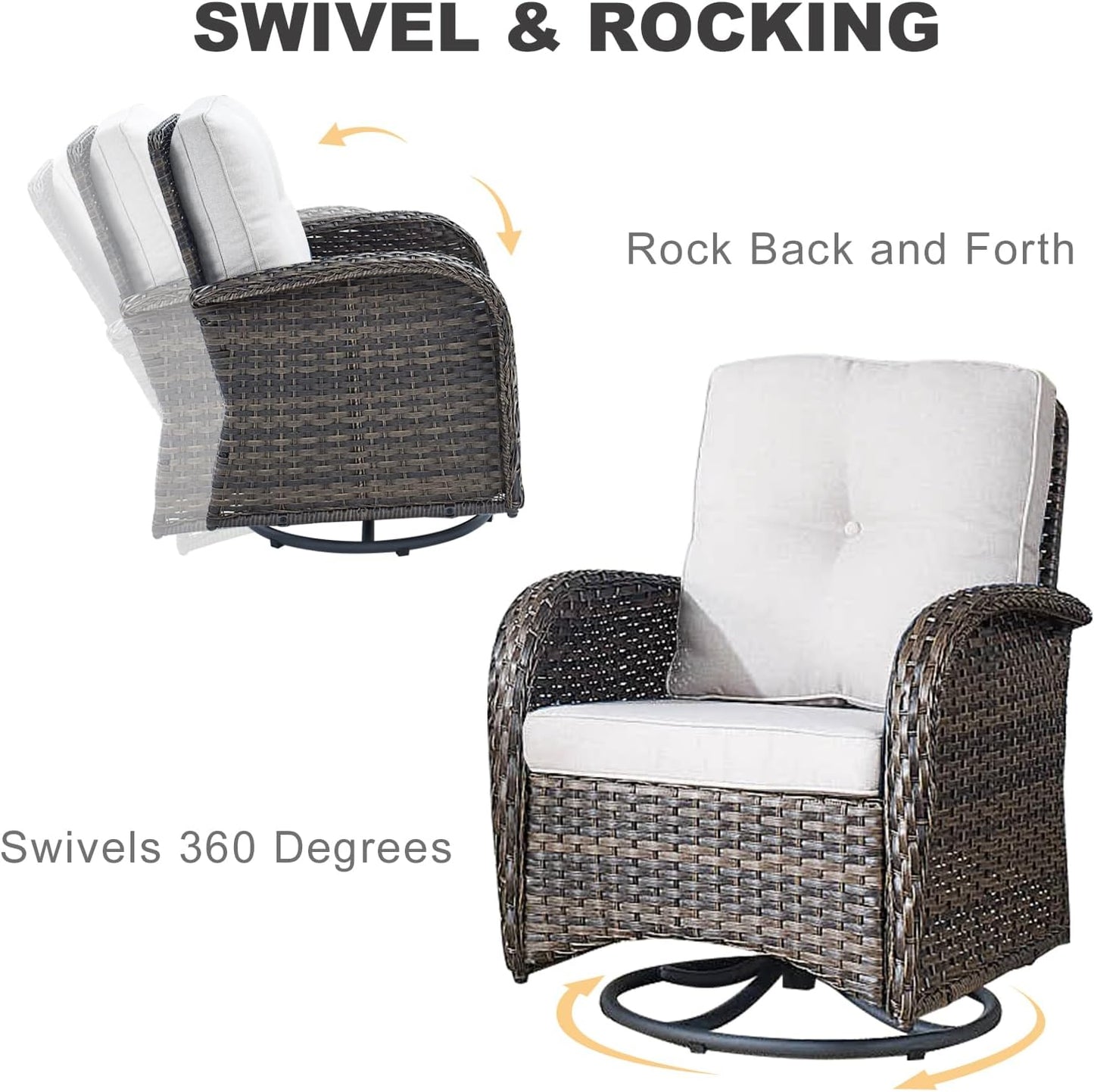 HUMMUH 7-Piece Outdoor Patio Furniture PE Wicker Patio Conversation Set,High Back Patio Couch with Coffee Tables Outdoor Chairs for Backyard,Porch,Deck