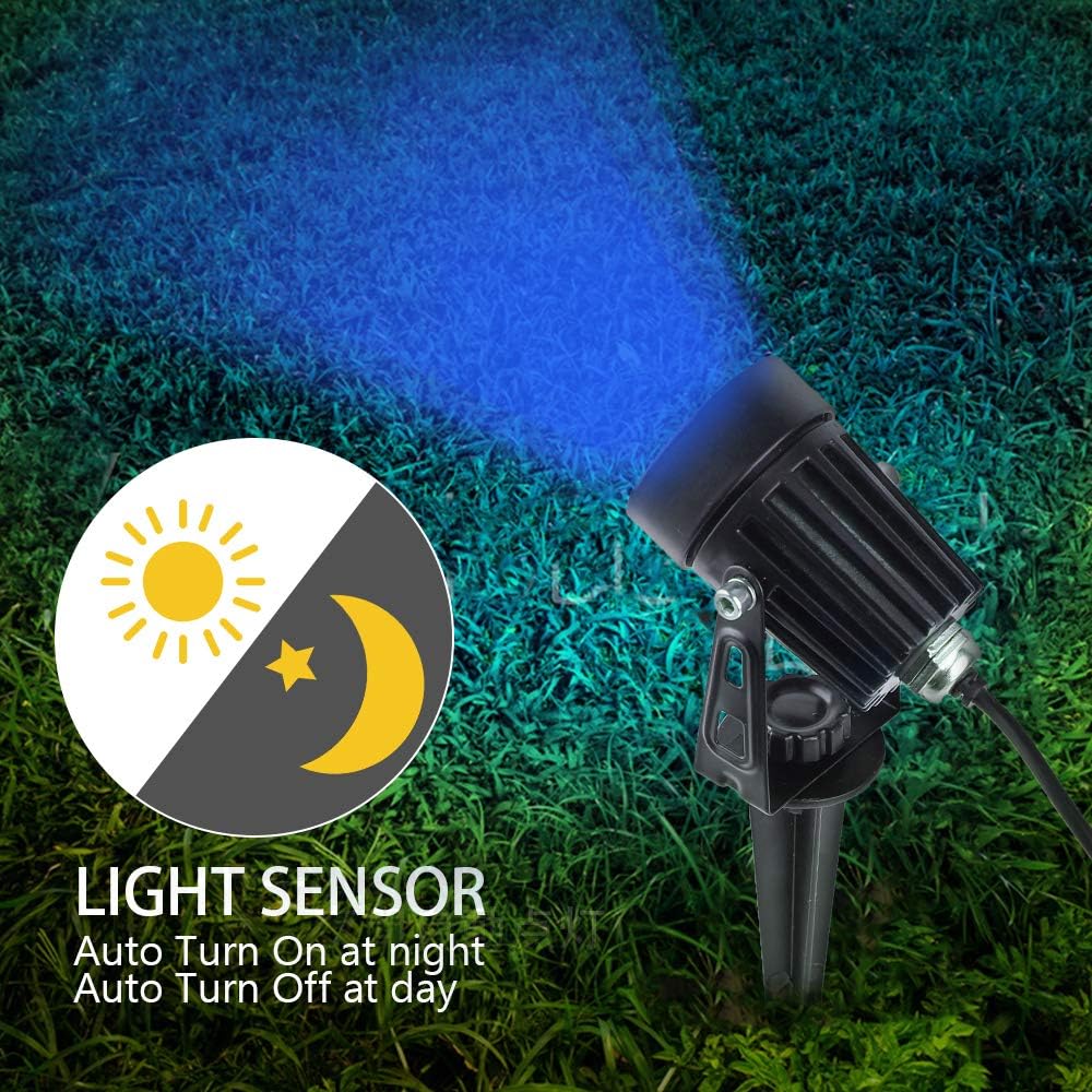 T-SUNUS Halloween Solar Landscape Spotlights 2 Pack Metal, Outdoor Waterproof IP65 Blue Spot Lights Separated Panel with 9.8ft Cable Auto On/Off for Christmas Tree Garden Driveway Pathway Pool