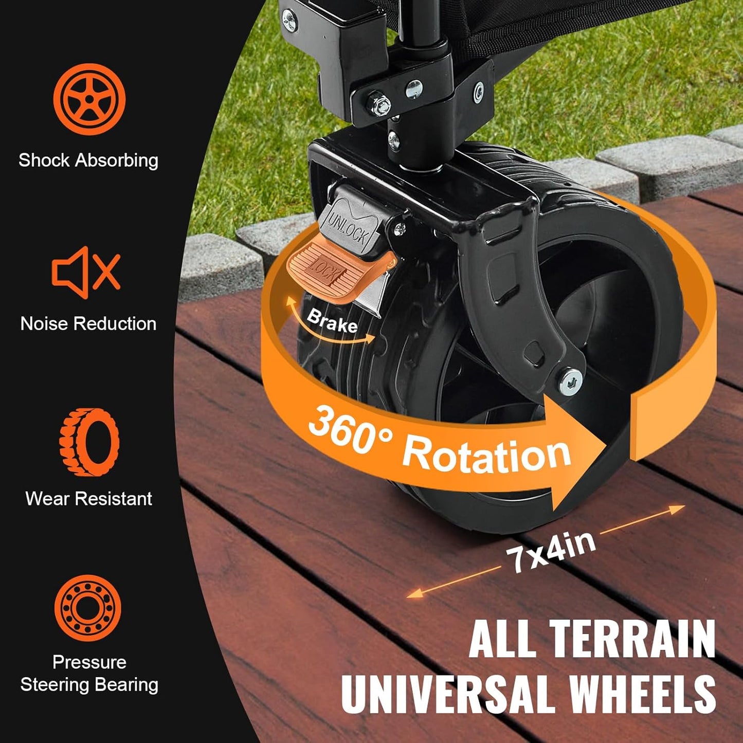 VEVOR 350LBS Collapsible Folding Outdoor Utility Wagon, 150L Heavy Duty Foldable Wagon Cart for Grocery Camping, Portable Utility Beach Wagon with Big Wheels for Garden Sports 35 x 21.3 x 42.5 in