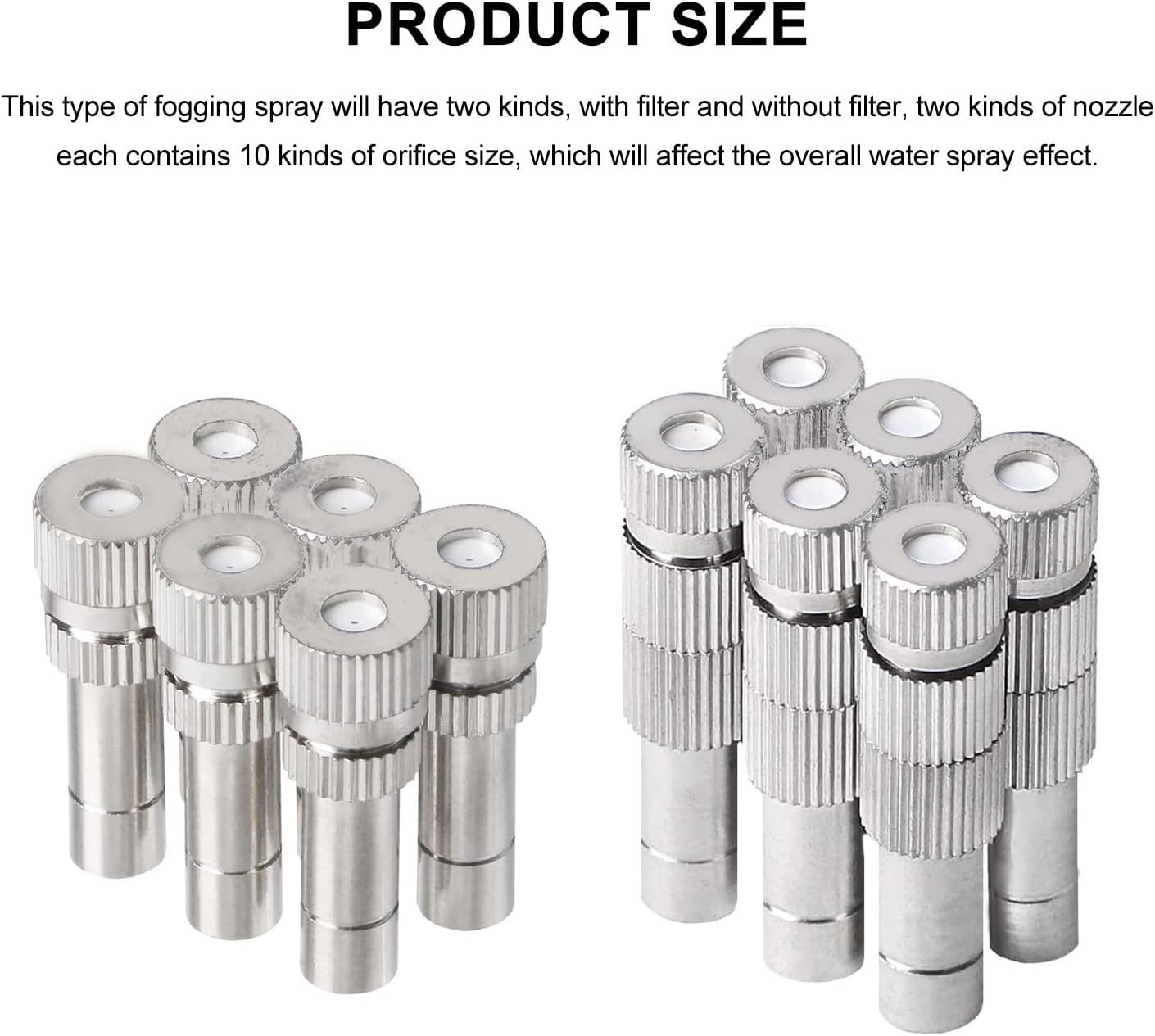 20pcs Brass Mister Nozzles, 6mm Misting Nozzles for Outdoor Cooling System, Landscaping, Air Humidification, Greenhouse Irrigation (with Filter, 0.028"/0.7mm Orifice)