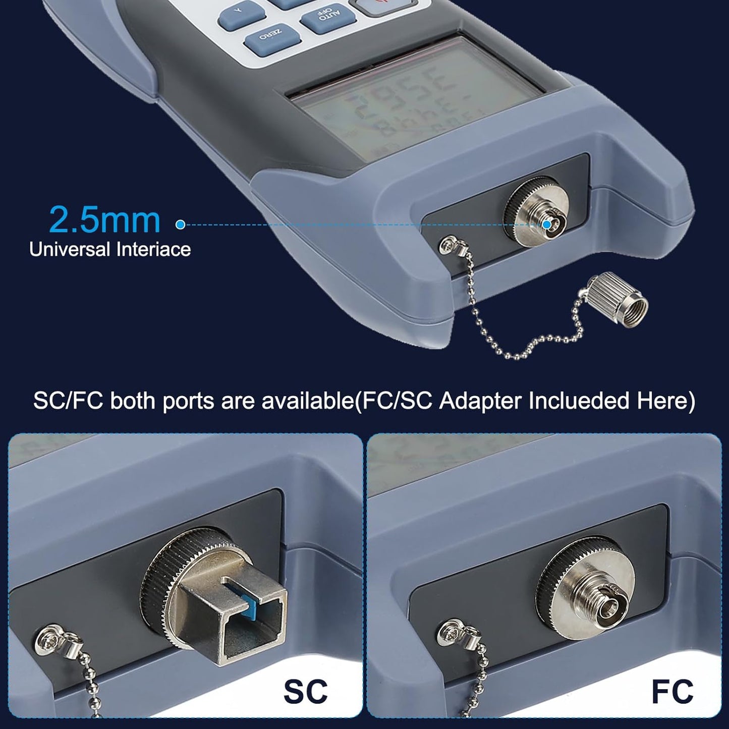 PATIKIL 650nm Fiber Optical Tester, Optical Power Meter Visual Fault Locator Fiber Light Meter with 2.5mm SC FC Connector Test Equipment for Network Testing Tools
