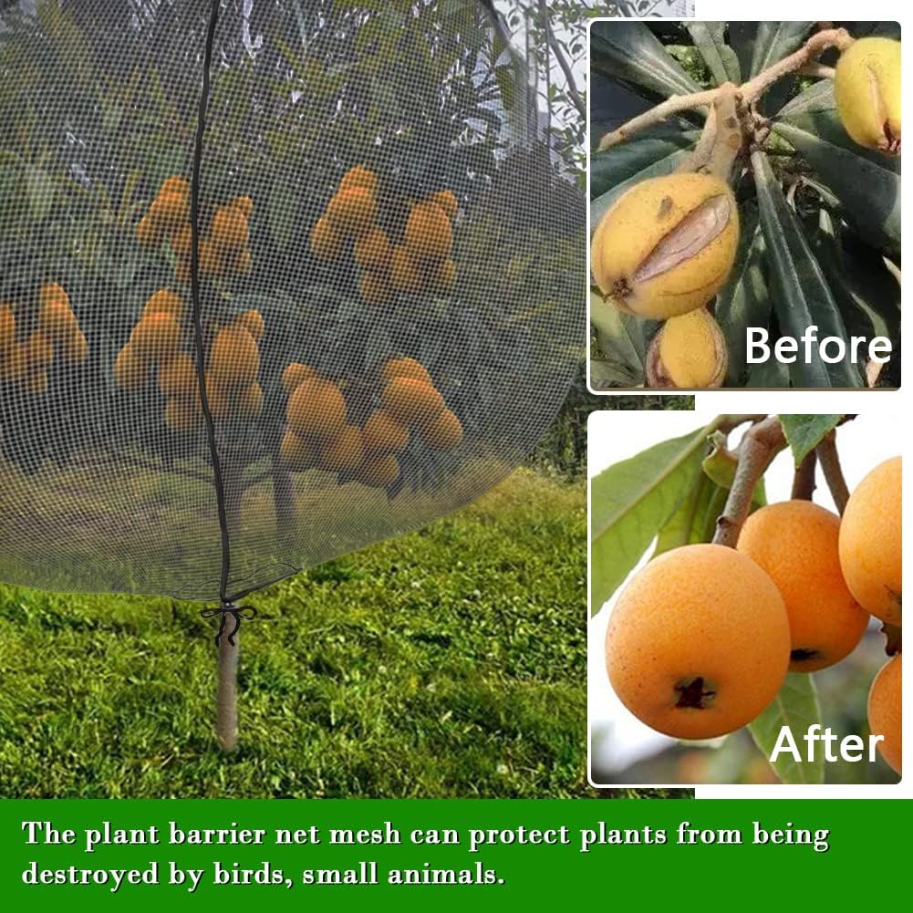 Fruit Tree Netting Covers with Zipper to Protect from Squirrels and Birds Large Netting for Fruit Trees Net Protection, Black, 10' x 13', 2 Pack