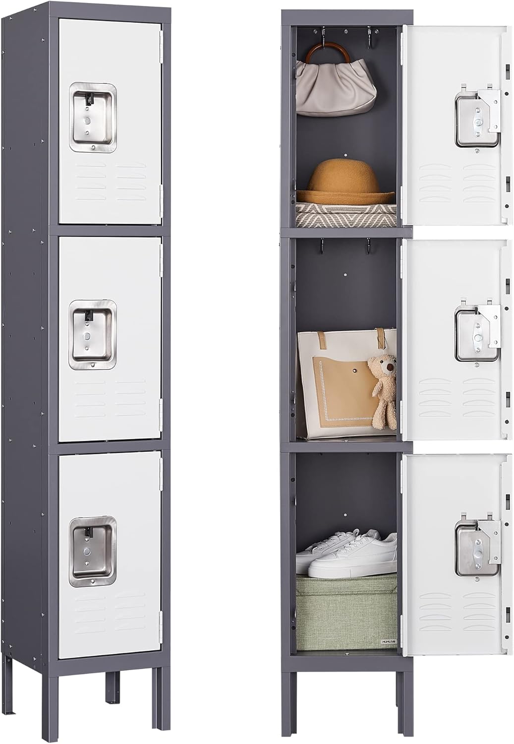 Letaya Storage Locker,66" Employees Metal Cabinet 3 Door Lockable for School Gym Home Office Staff