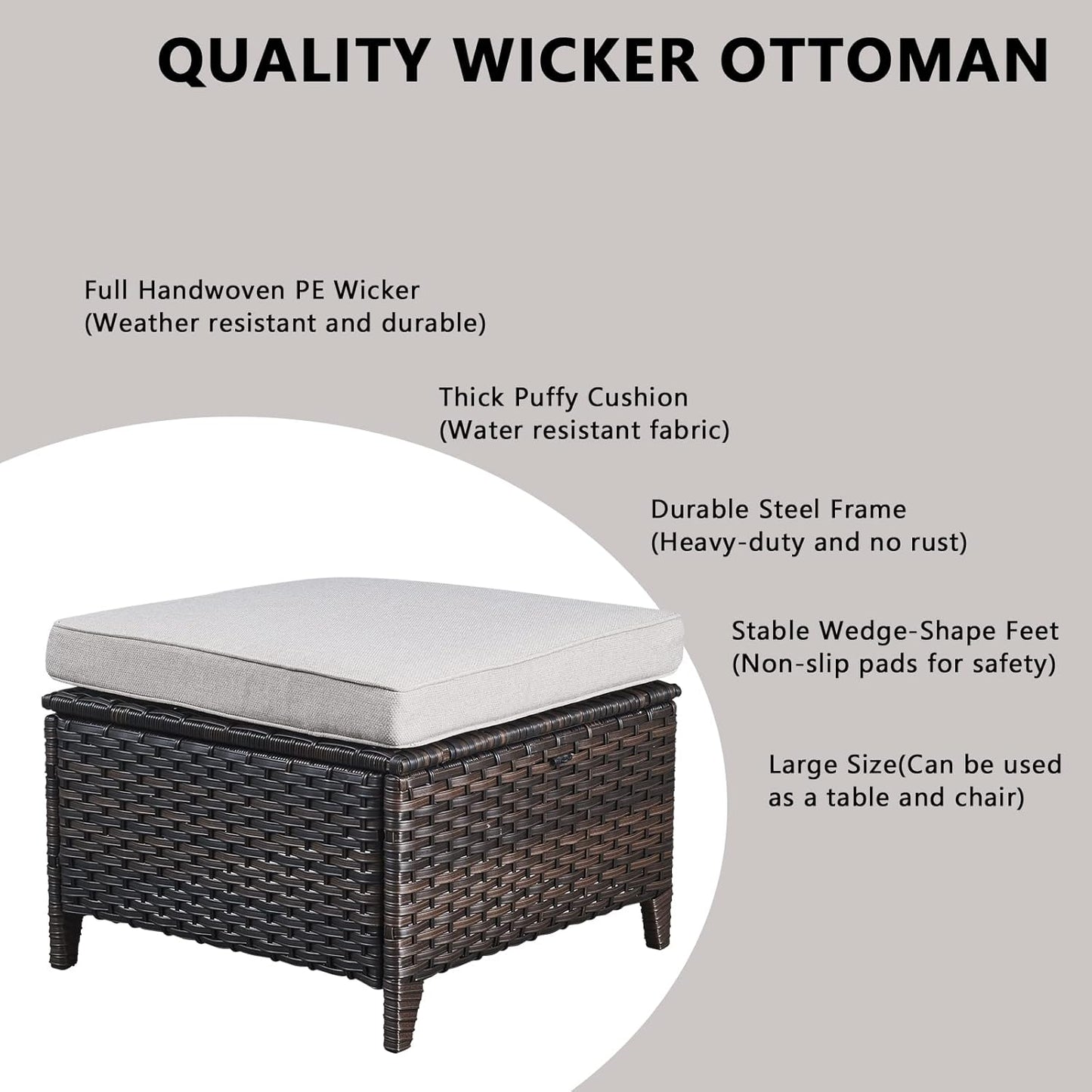 Outdoor Wicker Patio Furniture Set - 6 Piece Rattan Patio Conversation Set with 2 Rocking Swivel Chairs,2 Ottomans,1 Sofa and 1 Side Table for Porch Deck Backyard Garden(Brown/Beige)