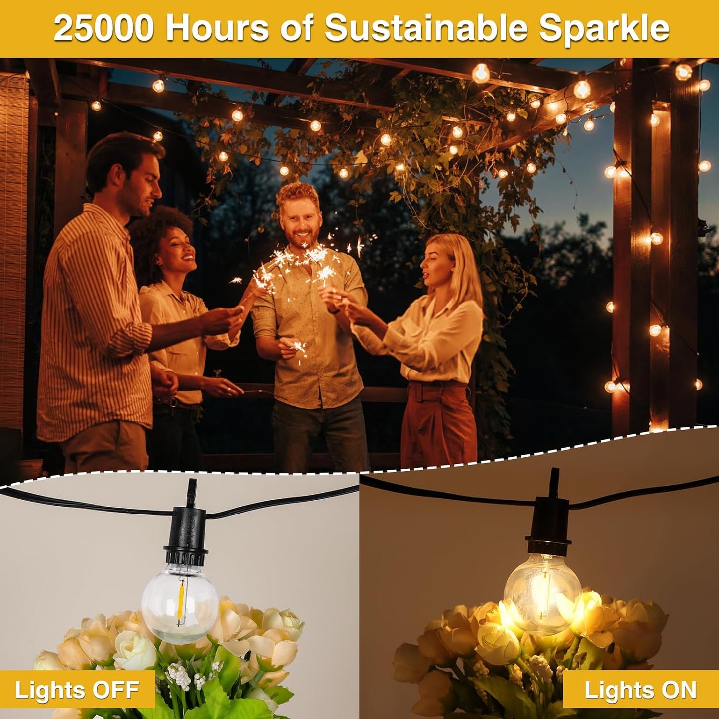 ZJOJO 100FT Outdoor String Lights, G40 Globe Outdoor Lights with 50 Shatterproof LED Bulbs (3 Spare), IP65 2700K Hanging Waterproof Patio Light String Lights for Outside Backyard Porch Party