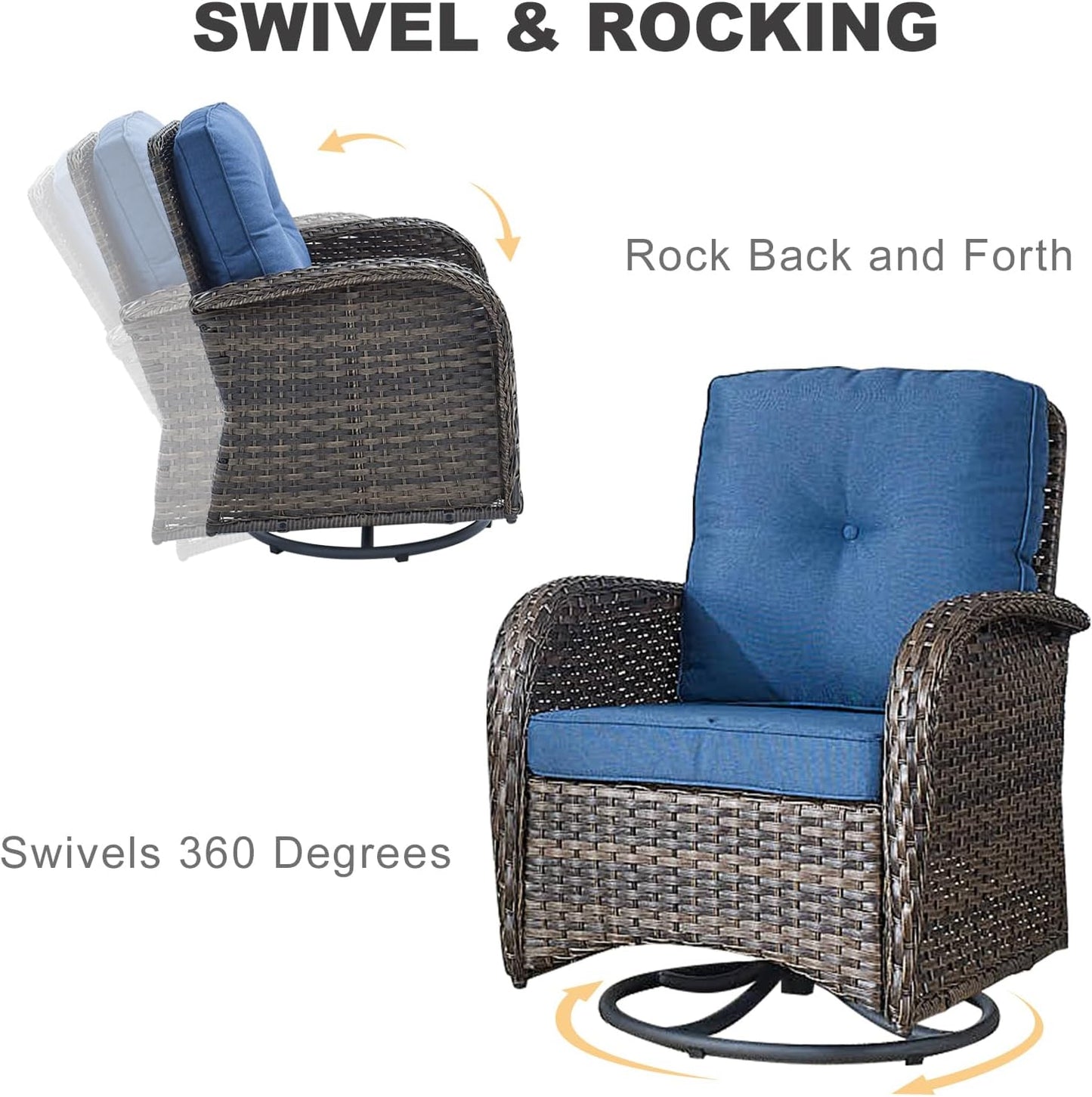 HUMMUH 8-Piece Outdoor Patio Furniture PE Wicker Patio Conversation Set,High Back Patio Couch with Ottomans Outdoor Chairs for Backyard,Porch,Deck