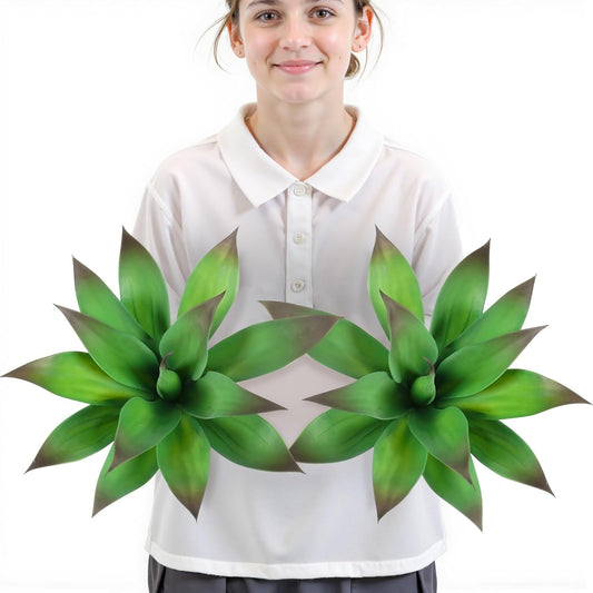 Velener Artificial Outdoor Agave Plant - Small Size UV Resistant Fake Agave Plants for Indoor and Outdoor Decor(Purple, 14 Inch)-2 Pack