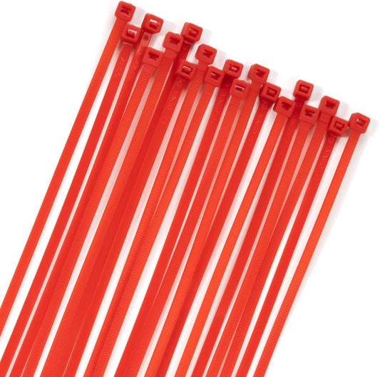 XINGO 100PCS Cable Zip Ties Heavy Duty, Premium Nylon Plastic Wire Ties with 50 Pounds Tensile Strength, Self-Locking Black Nylon Zip Ties for Indoor and Outdoor (16 inch, Red)