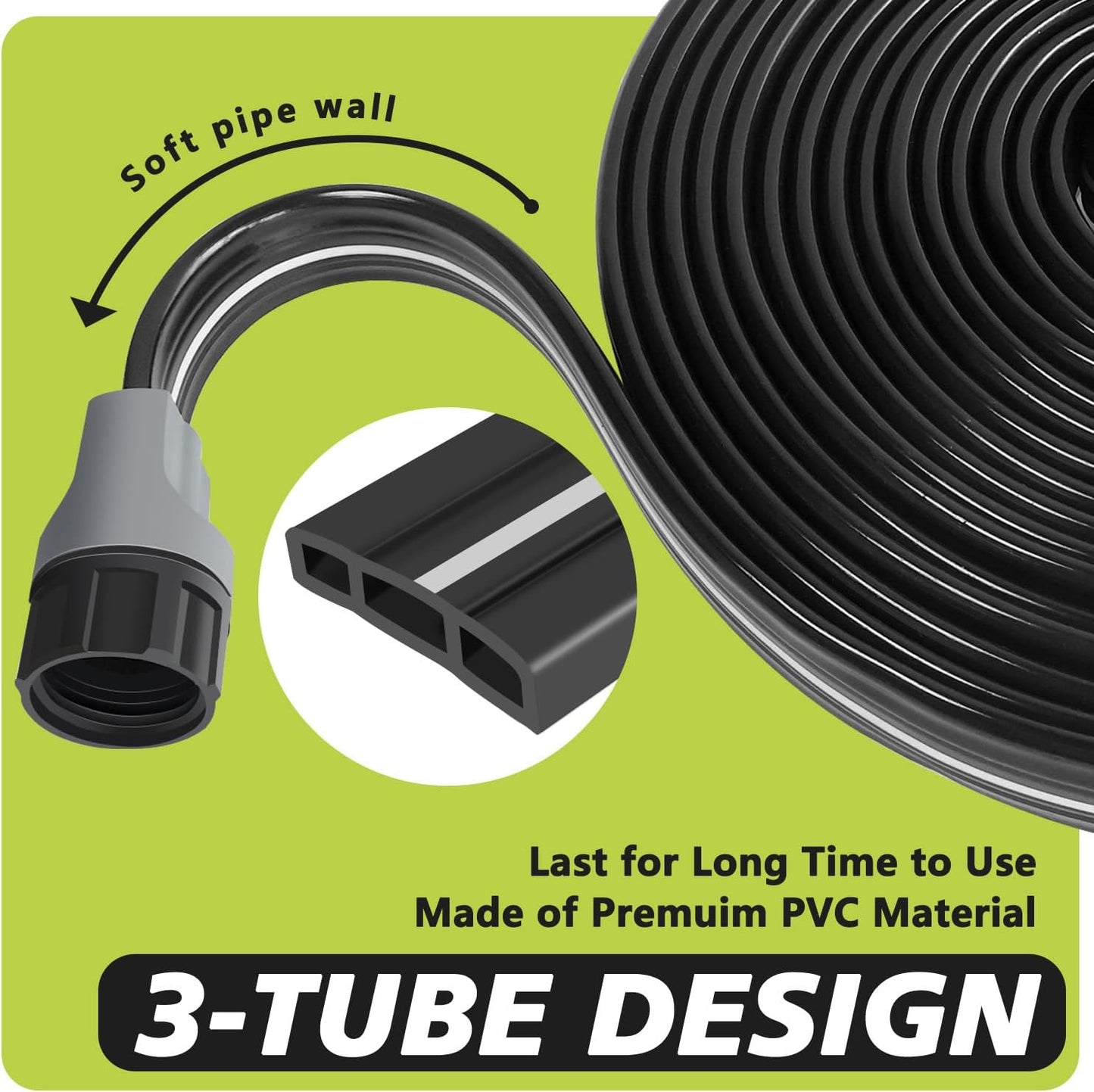 Sprinkler Hose with Holes, Flat Soaker Hose 100 Ft (25 ft 4pack) with Garden Staples and Splitters, Watering Drip Irrigation Hoses for Lawn, Vegetable and Garden Beds (100 ft)