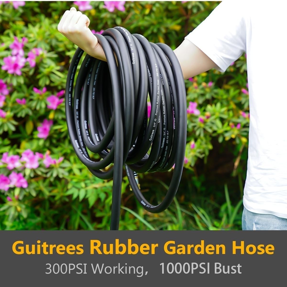 Leader Garden Hose 5ft x 3/4", Heavy Duty Short Water Hose, Male to Female Fittings, Five Layered Braiding for Durability, 1000PSI Burst, 300PSI Working (Black)