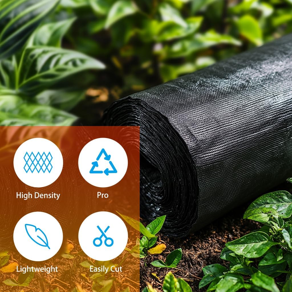 2.4oz-13FTx200FT Weed Barrier Landscape Fabric - Durable Weed Block Gardening Ground Cover Mat, Woven Geotextile Fabric for Underlayment, Commercial Driveway Stabilization, Weed Control Cloth