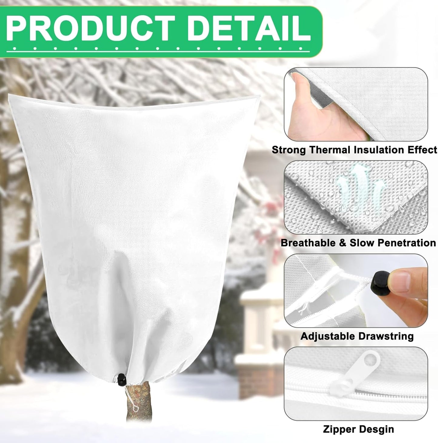 DQS 2 Pack Plant Covers Freeze Protection, 70.8" x82.6" Winter Frost Protection Blankets Frost Cloth,Suitable for Outdoor Winter Frost, Cold Weather, shrubs, Trees, Jackets, and coverings