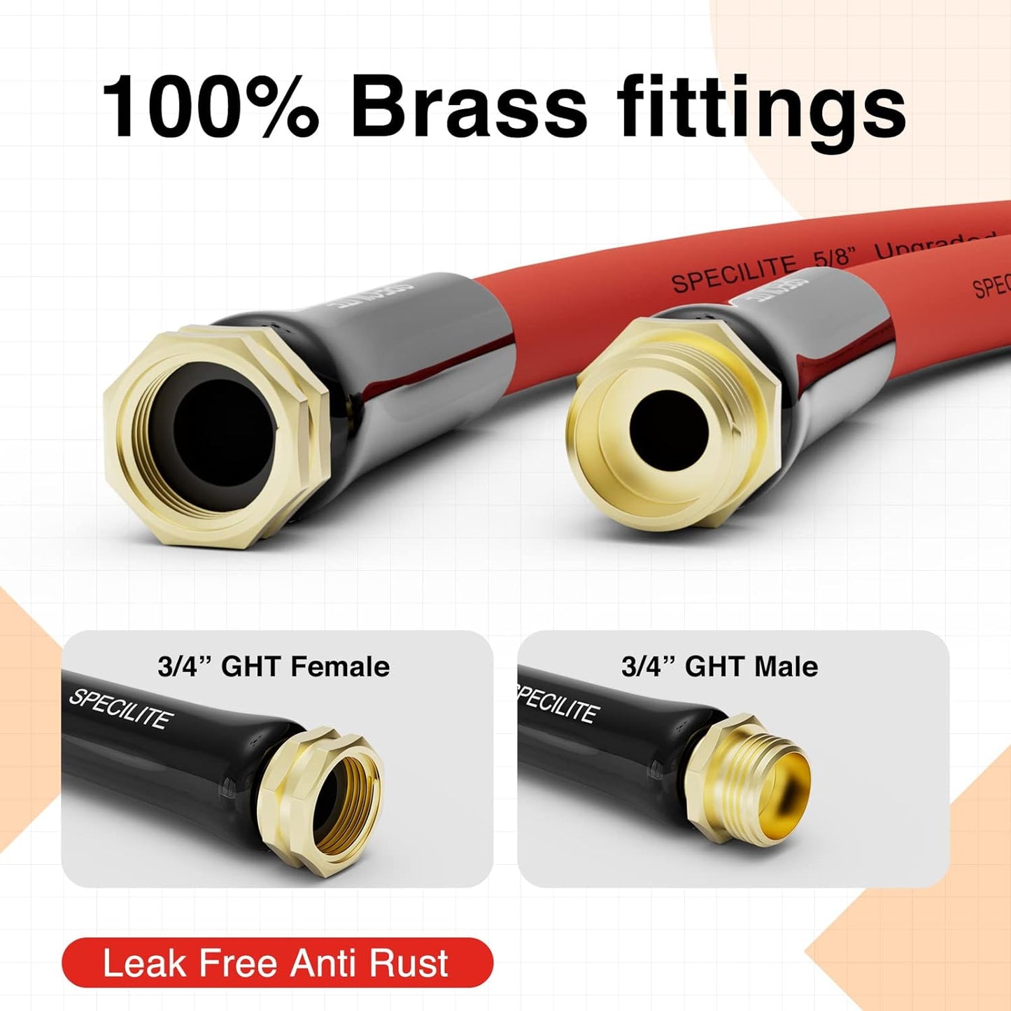 5/8" Hot/Cold Garden Water Hose 200 ft, -50℉-190℉,Flexible & Lightweight With 3/4" Brass Fittings for Yard, Outdoor, Farm, Red