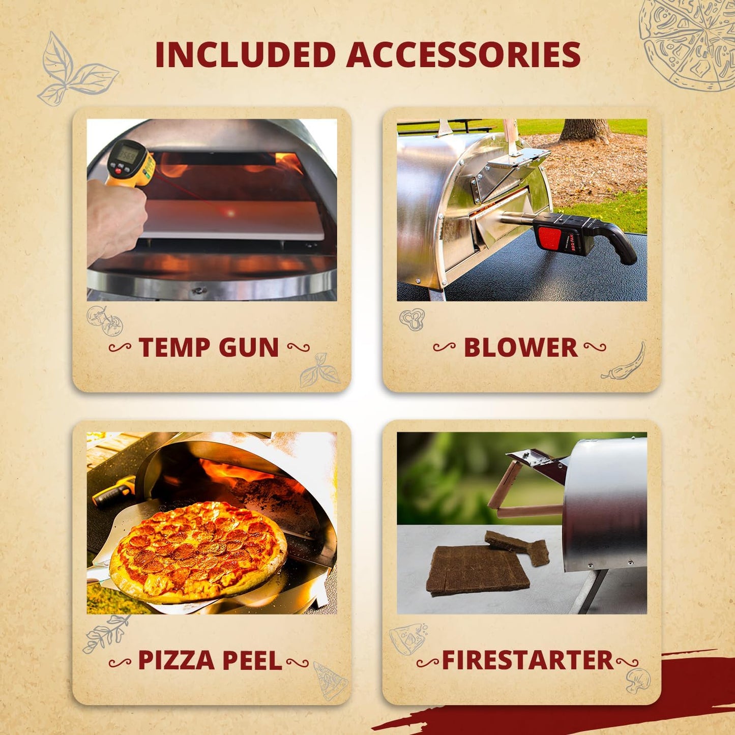 Outdoor Pellet Pizza Oven - Original Pellethead PoBoy Wood Fired Portable Grill with Peel, Blower, 13" Pizza Stone Accessories Kit