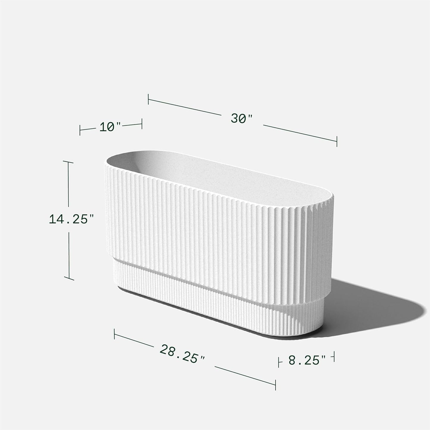 Veradek Demi Series Long Planter for Porch, Patio, Backyard | Durable Plastic-Stone Composite Material | Modern Décor for Shrubs, Flowers