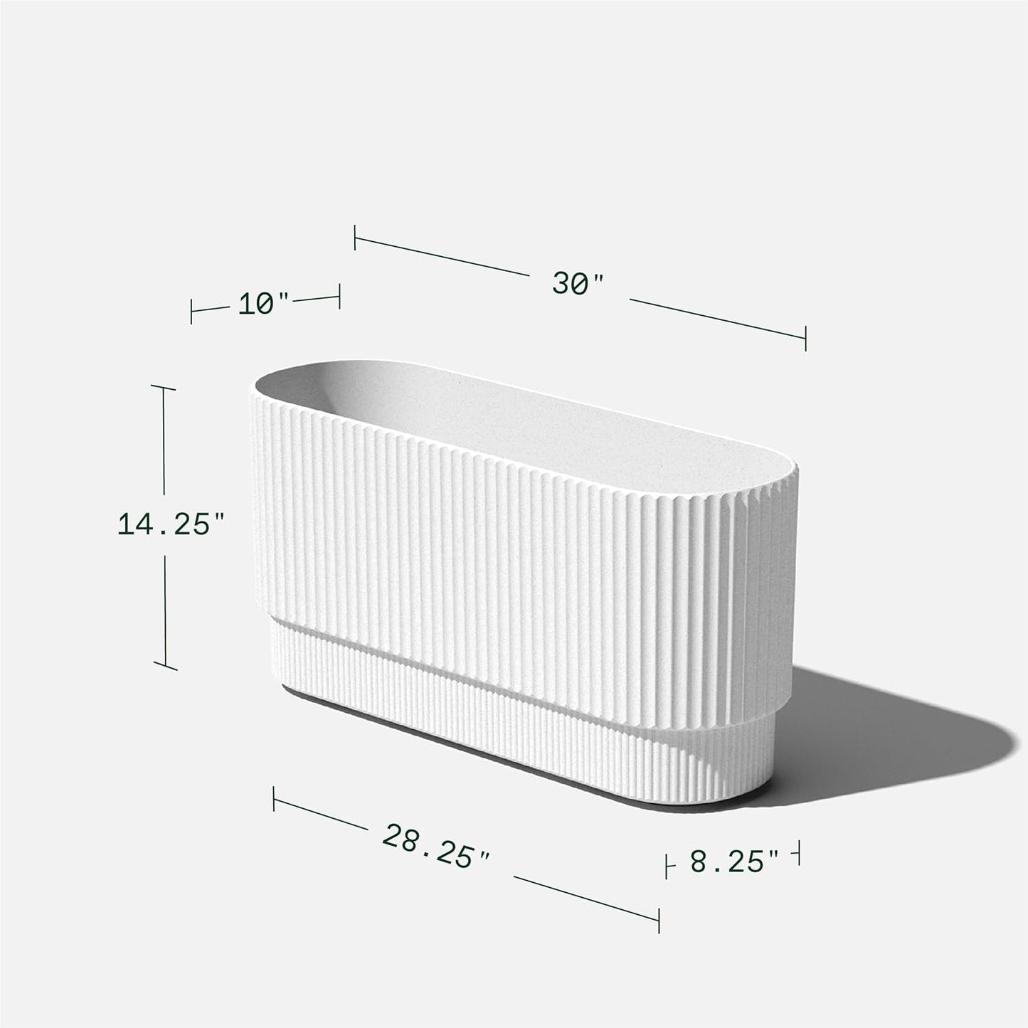Veradek Demi Series Long Planter for Porch, Patio, Backyard | Durable Plastic-Concrete Material | Modern Décor for Shrubs, Flowers