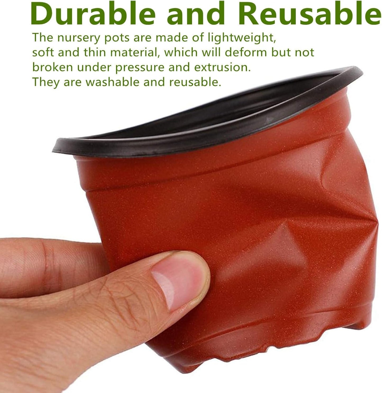 100 PCS 6 Inches Plastic Plant Nursery Pots, Reusable Plastic Pots for Succulents, Seedlings, Cuttings, Transplanting,Seedlingswith Drainage Holes