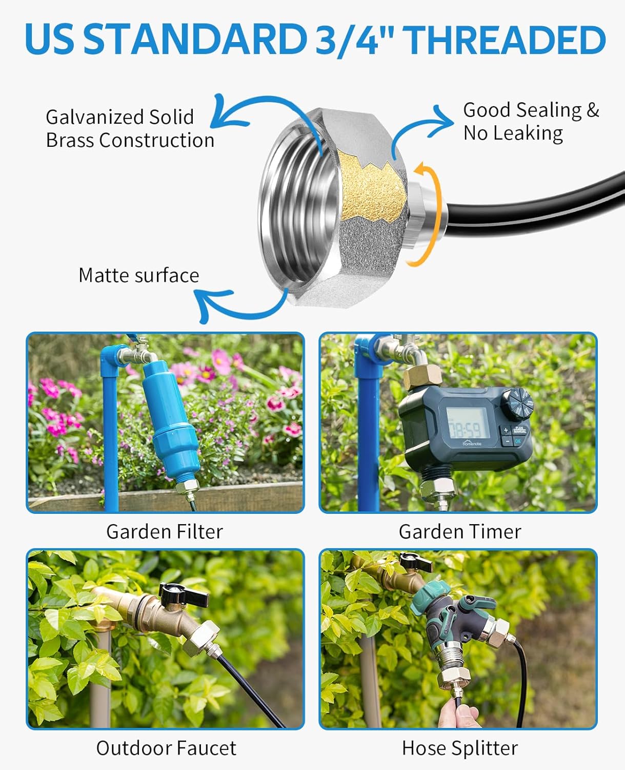 homenote Misting Cooling System 75FT (23M) Misting Line + 28 Brass Mist Nozzles + Brass Adapter(3/4") Outdoor Mister for Patio Backyard Garden Greenhouse Watering