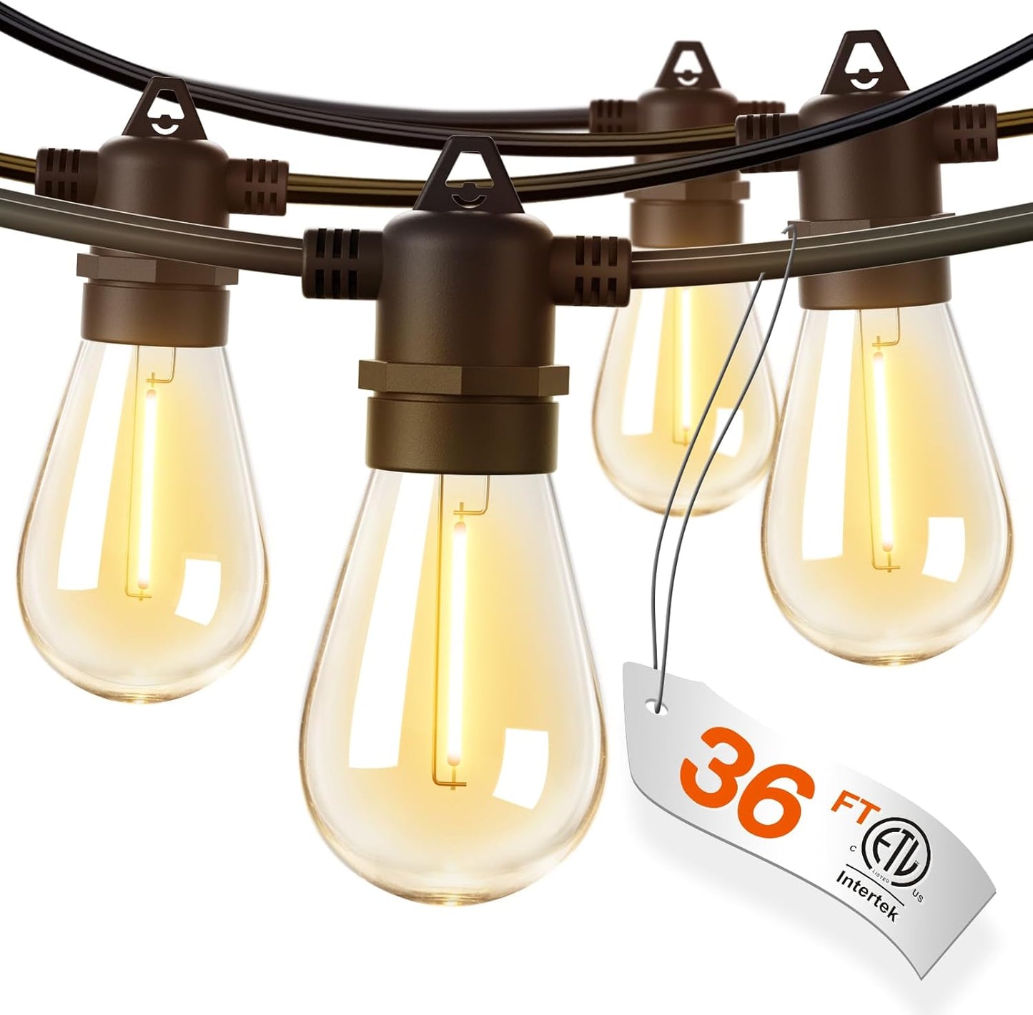 addlon 36FT LED Outdoor String Lights with 12 Edison Vintage Shatterproof Bulbs, Commercial Grade Patio Lights, IP65 Waterproof for Balcony, Backyard and Garden, Warm White