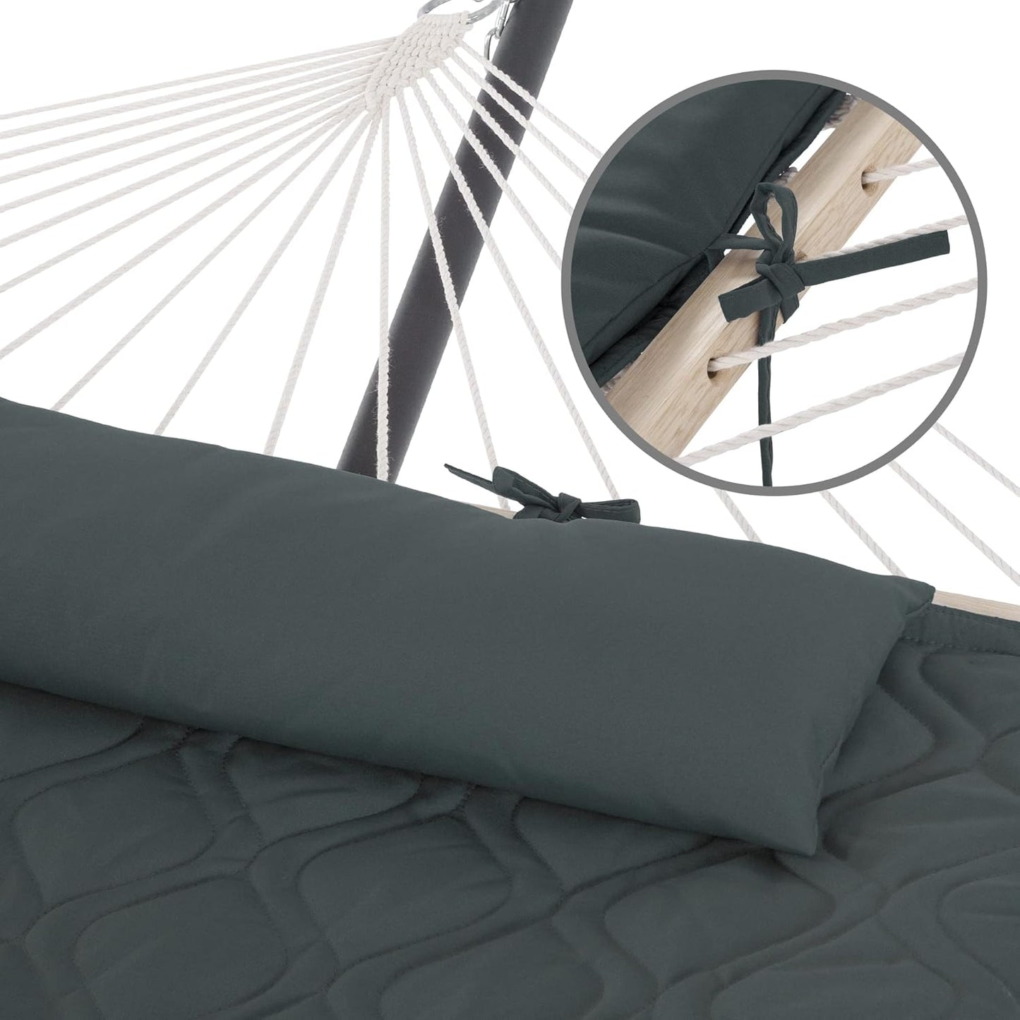 SUNCREAT Patio Portable Hammock with Stand, Outdoor Double Hammock with Stand Included, Gray Green Drops