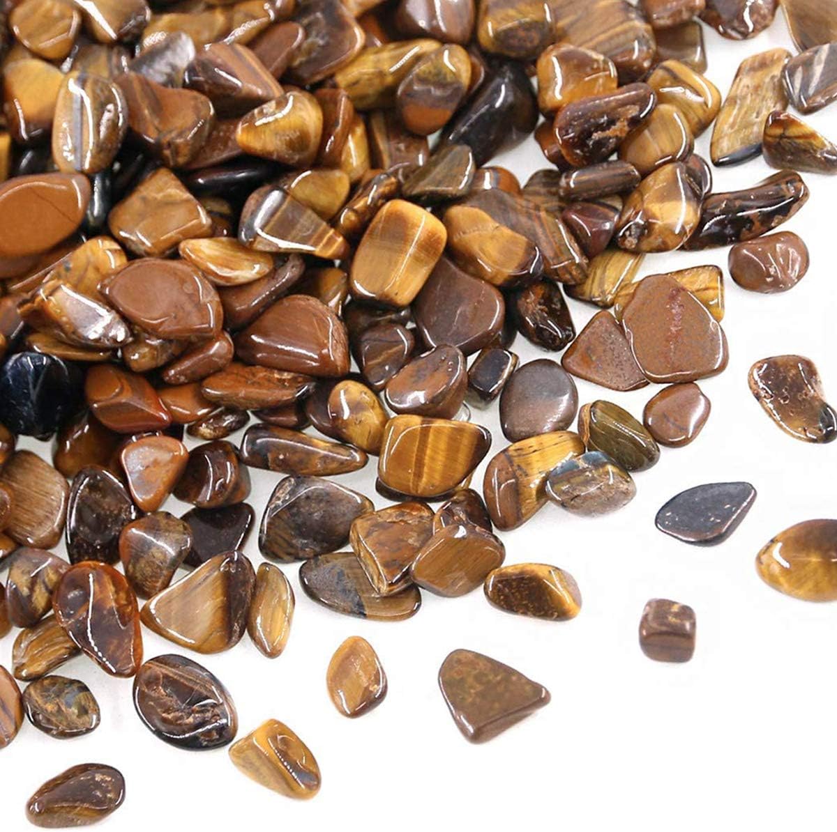 WAYBER Decorative Rocks, 2 Lbs/920g (Fill 1.8 Cups) Tiger's Eye Stones Irregular Gem Pebbles Quartz Gravel for Aquarium Turtle Tank Decoration/Succulent Plants Ornament/Flowerpot Vase Landscape