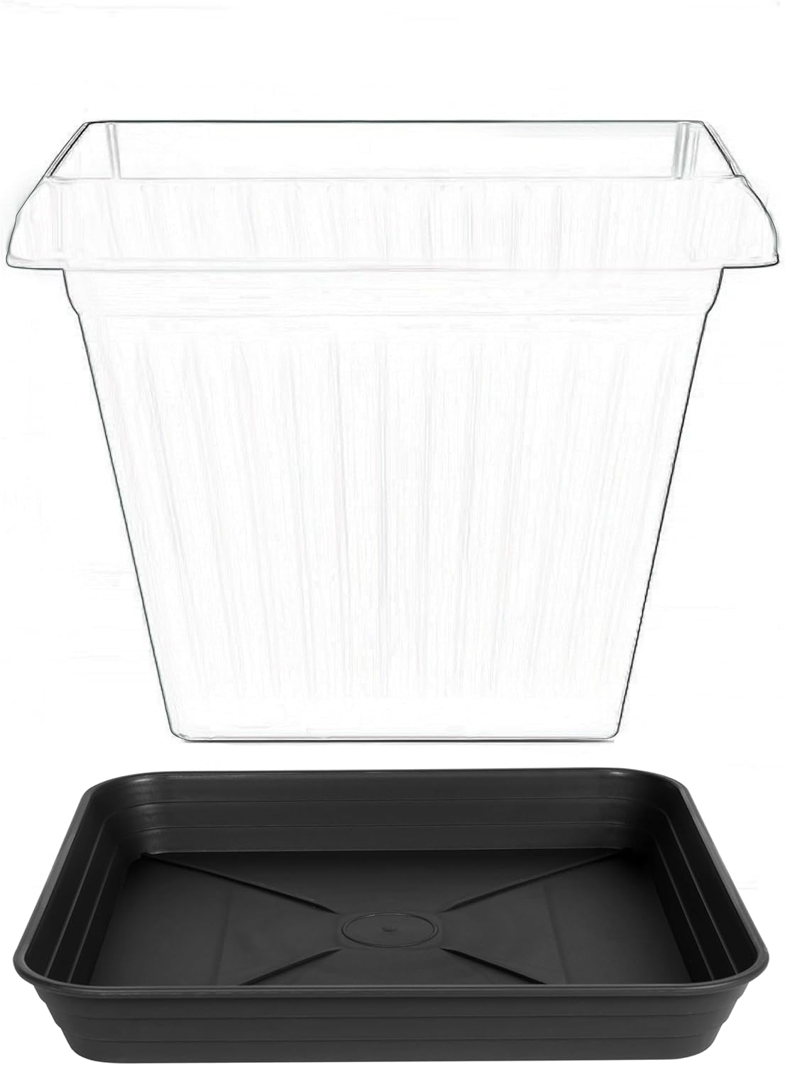 2 Pack Square Plant Saucer Tray 16 inch, Heavy Duty Plastic Plant Saucers for Indoors Outdoor, Flower Plant Drip Trays for Pots, Square Seed Starting Tray, Seedling Growing Trays