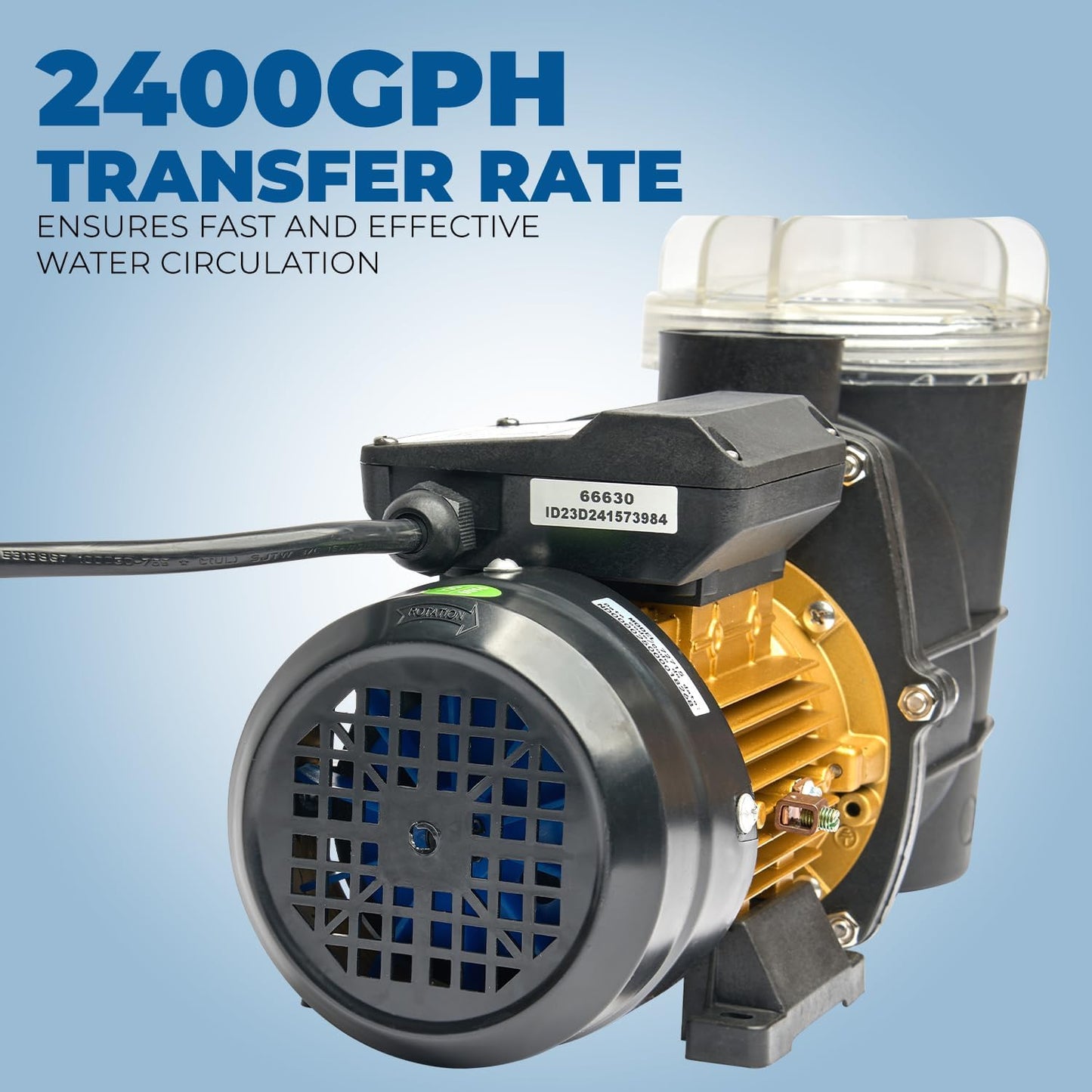 XtremepowerUS 3/4HP 2,400GPH High Flow Pond DIY Self Priming for Above Ground Swimming Pool Pump Strainer Basket 1.5" NPT