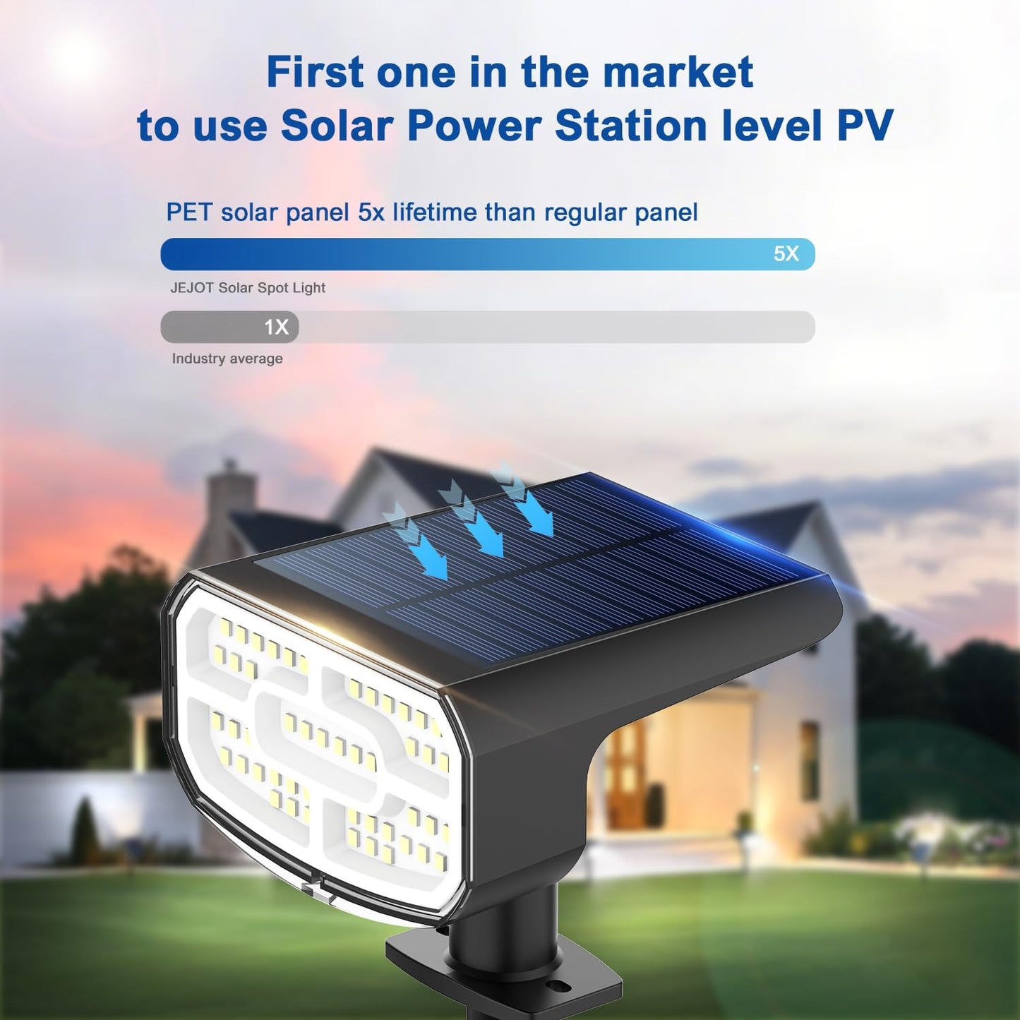 Solar Spot Lights Outdoor Waterproof IP65,4 Pack,2CCT(3000K/6500K),4 Lighting Modes Selectable, Solar Powered Yard Garden Solar Spot Lights for Outside Landscape Auto On/Off