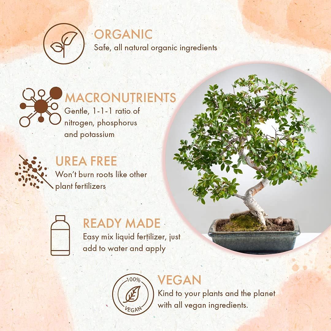 8oz Bonsai Fertilizer Liquid - Organic Bonsai Food Liquid Fertilizer for Long Term Health - Gentle Plant Food for Indoor and Outdoor Use, Promotes Robust Growth, Strong Stems and Beautiful Blooms