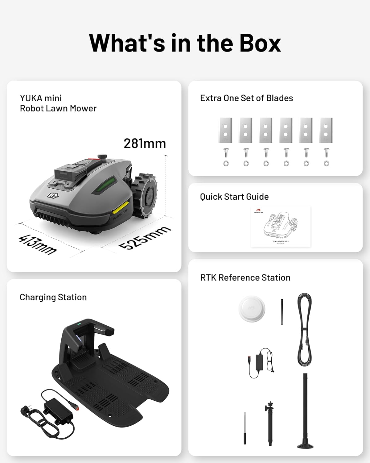 YUKA Mini 700H Robot Lawn Mower, Reception 0.17 Acre, Max.0.27 Acre, Ultrasense AI Vision+ RTK Positioning, Auto Mapping, App Control, 50% Slope, Cutting Height 2''~3.5'', 15 Mowing Zones