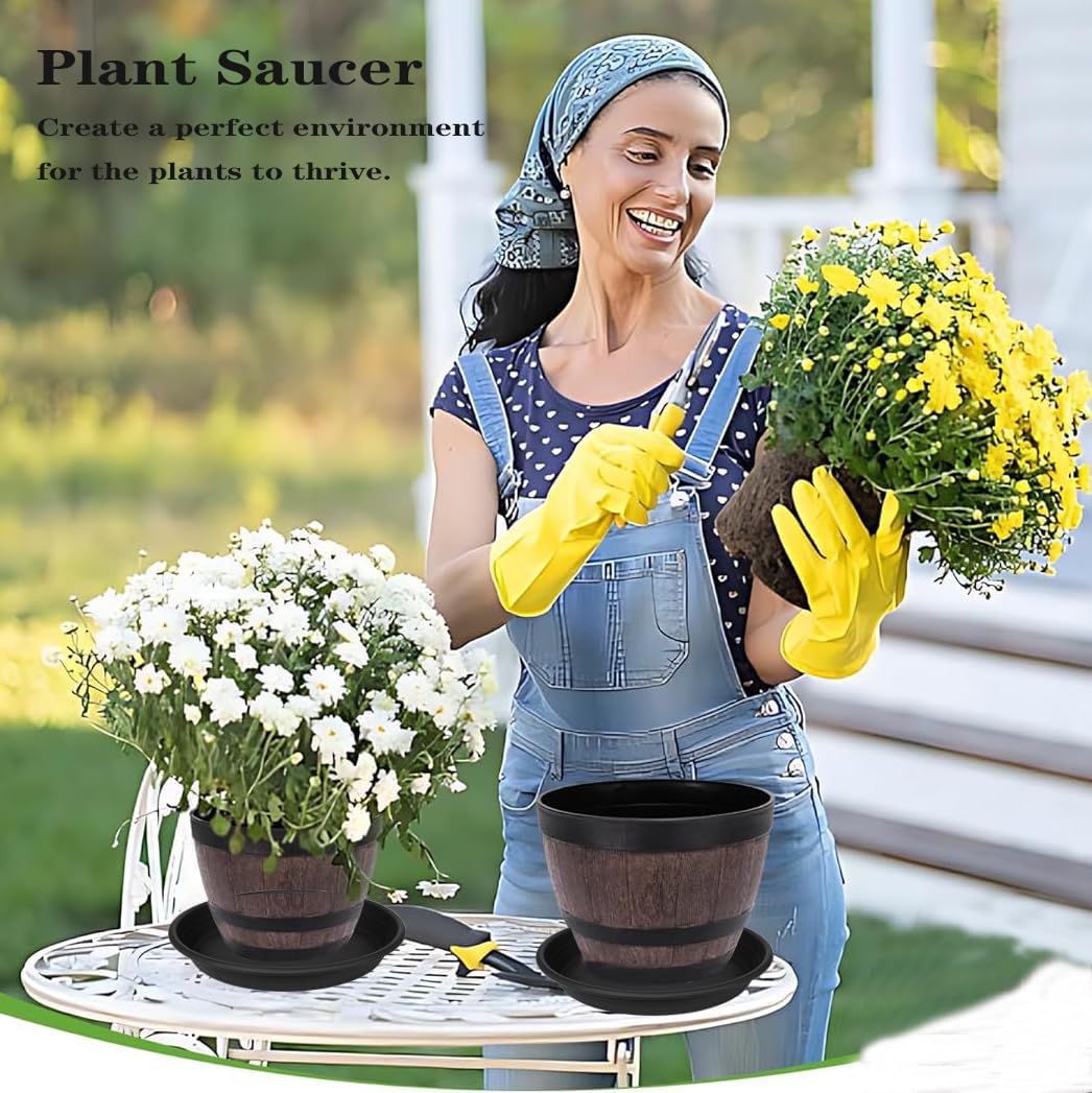 Large Plant Saucer 16 inch, 4 Pack Heavy Sturdy 17 inch Plastic Plant Tray for Planter, Flower Saucers for Indoors, Flower Pots Saucers, Plant Drainage Tray Round 14"/15"/16" (Black)