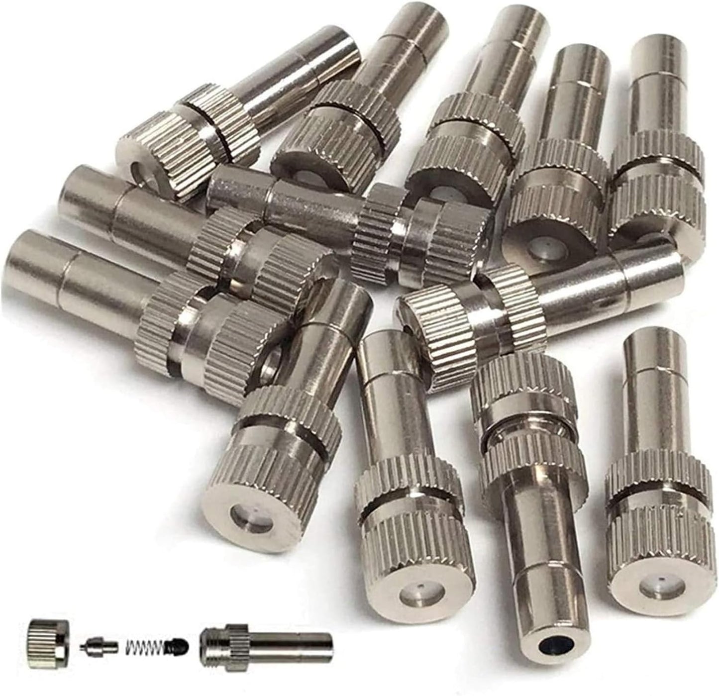20pcs Brass Mister Nozzles, 6mm Misting Nozzles for Outdoor Cooling System, Landscaping, Air Humidification, Greenhouse Irrigation (without Filter, 0.031"/0.8mm Orifice)