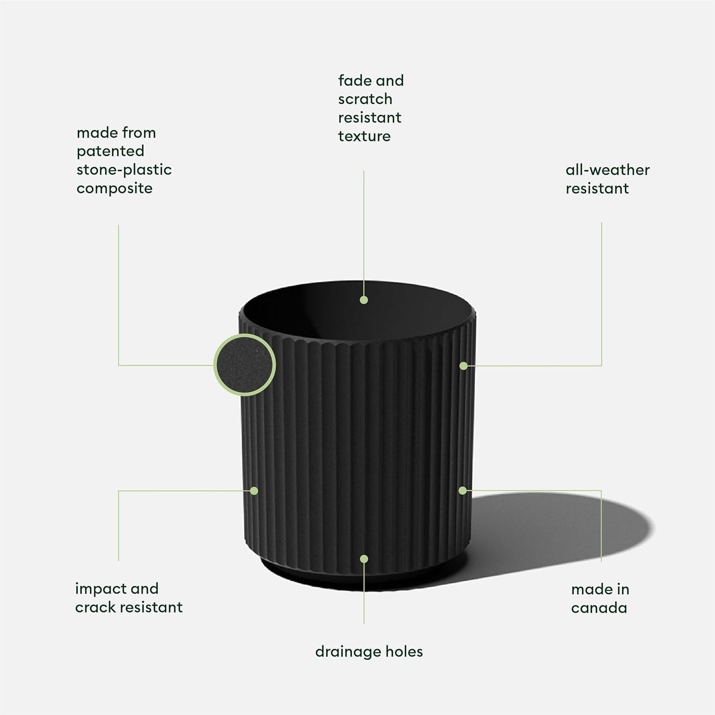 Veradek Demi Series Round Planter for Porch, Patio, Backyard | Durable Plastic-Concrete Material | Modern Décor for Tall Plants, Flowers