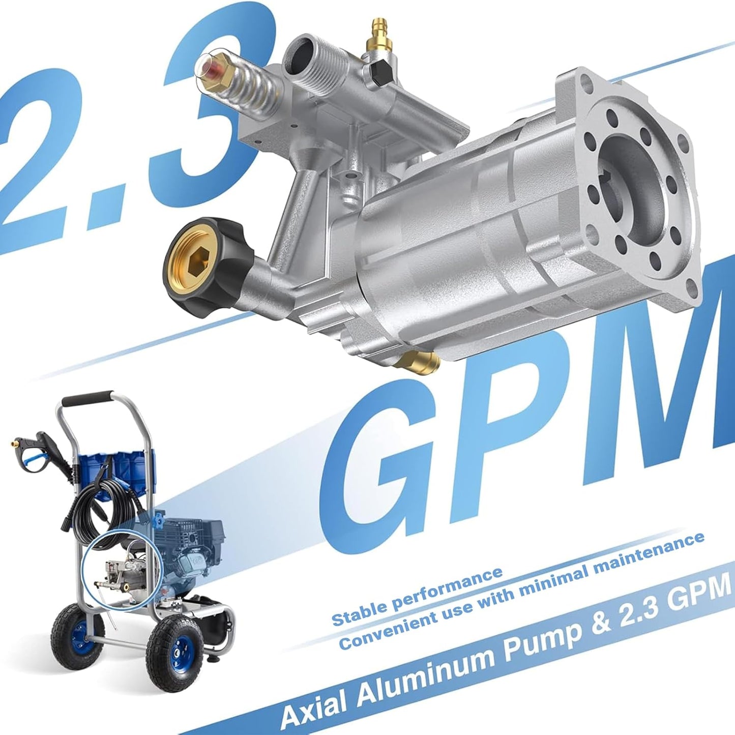 3500PSI Gas Pressure Washer, 2.3GPM Gas Powered High Pressure Washer with 209CC Engine, 4 Adjustable Nozzles, 25 ft High Pressure Hose for Cleaning Walls, Terraces, Vehicles, Garden (Blue)