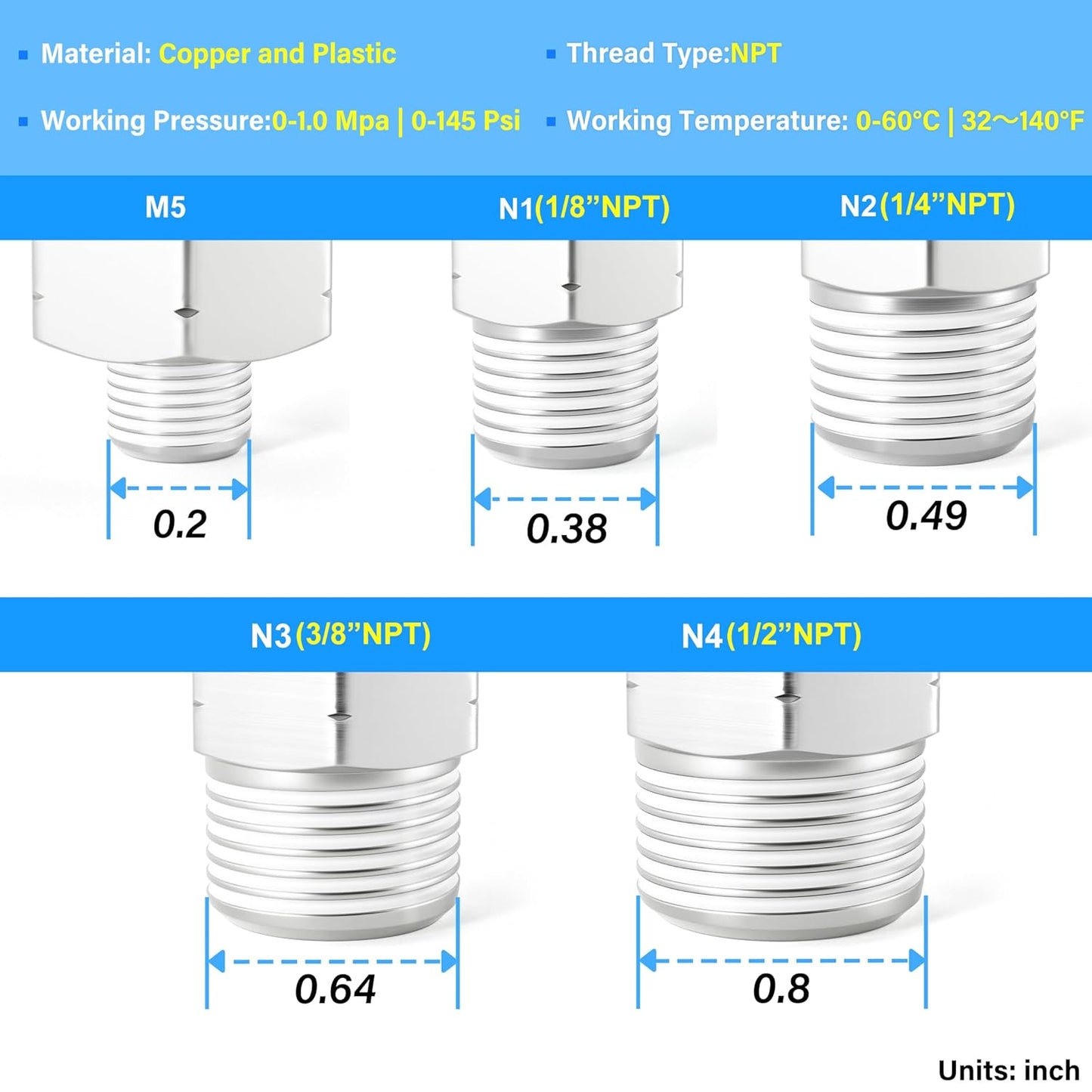 TAILONZ PNEUMATIC Elbow and Straight Combination 3/8 Inch Tube OD x 3/8 Inch NPT Thread Push to Connect Fittings PC-3/8-N3+PL-3/8-N3(Pack of 12)