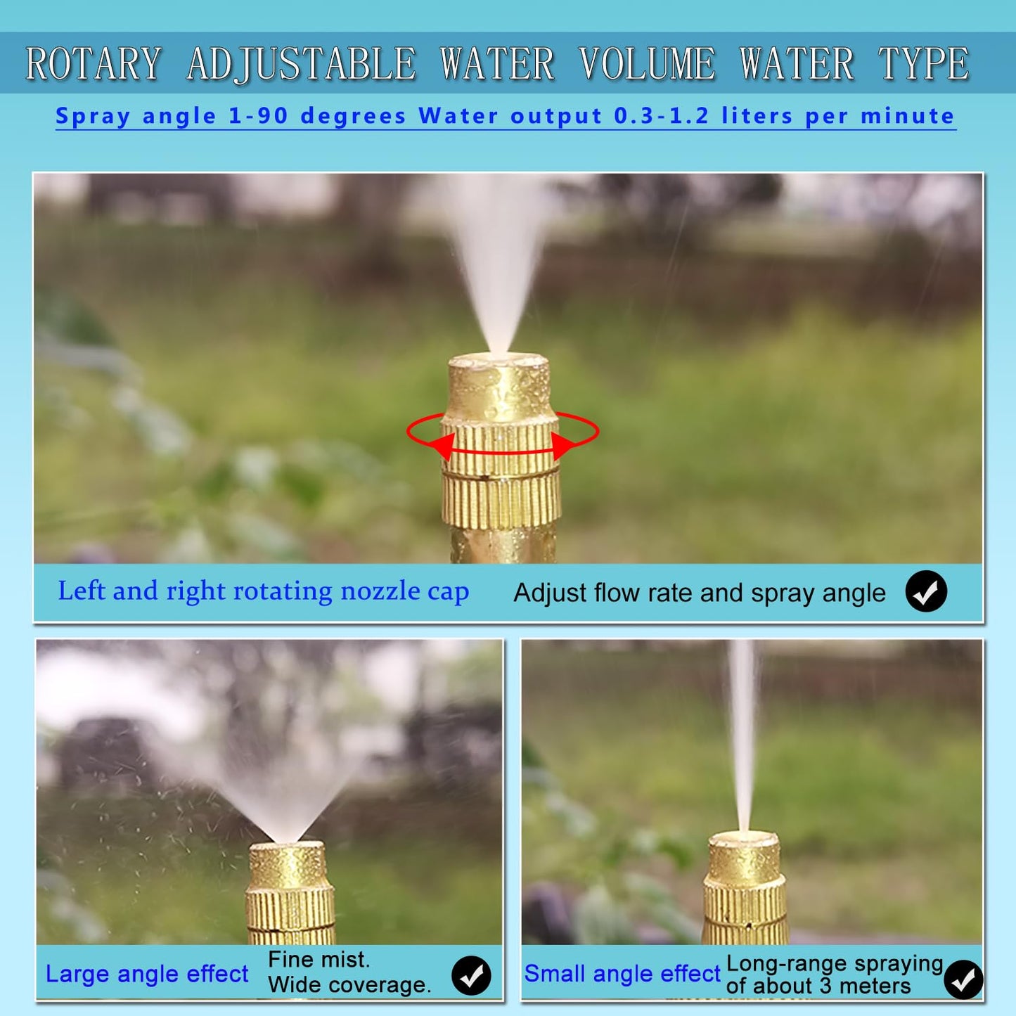 Greenhouse Drip Irrigation Kit Automatic Irrigation System 360°Adjustable 20 Brass Spray Nozzles 12mm Irrigation Tubing Hose Patio Misting Plant Watering with 65Ft Blank Distribution Tubing Hose